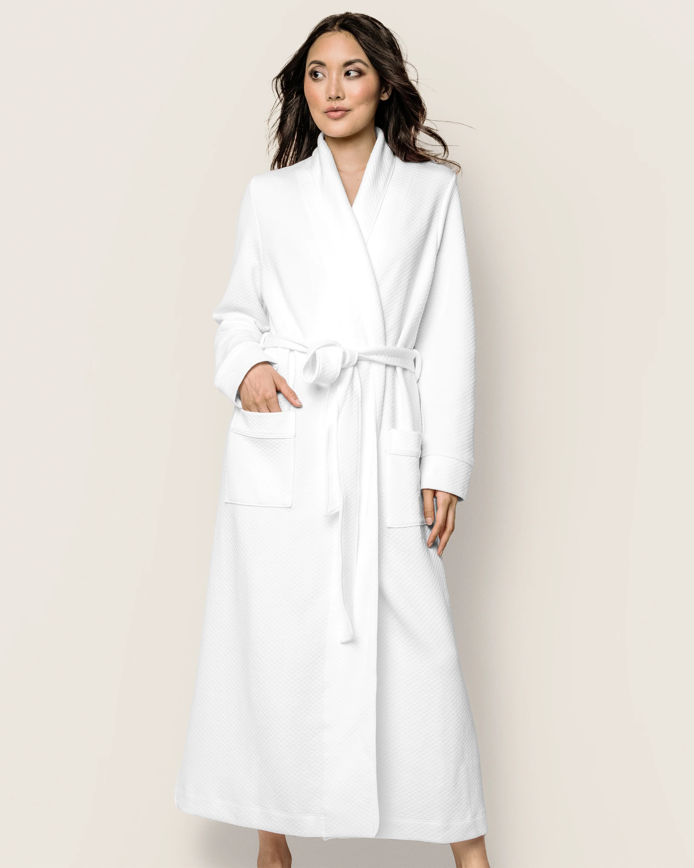 Women's Pima Jacquard Ophelia Robe in White - Image 2