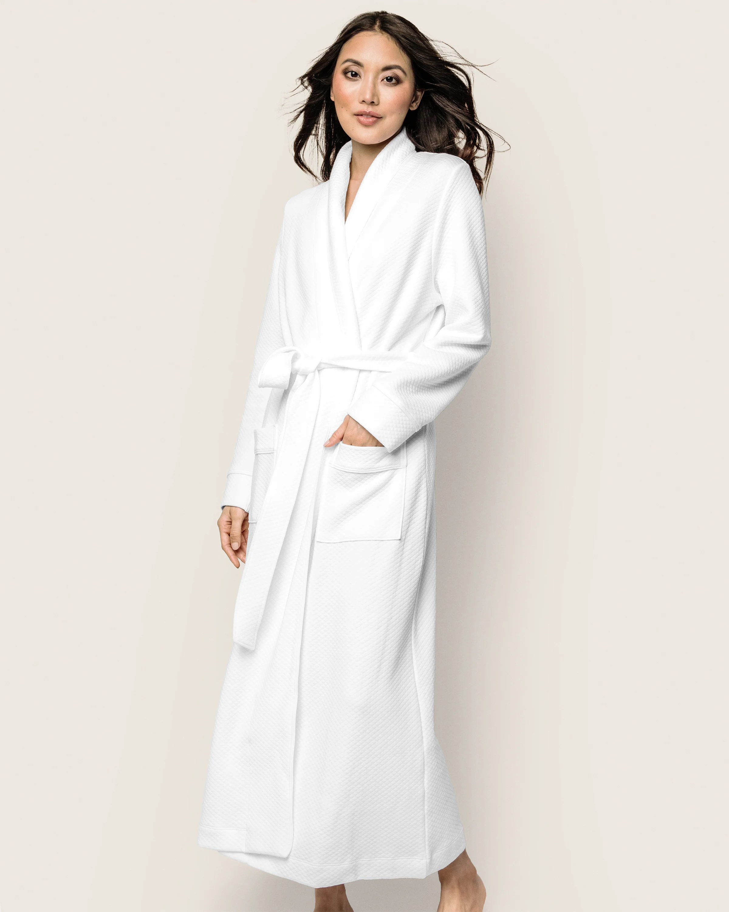 Women's Pima Jacquard Ophelia Robe in White - Image 3