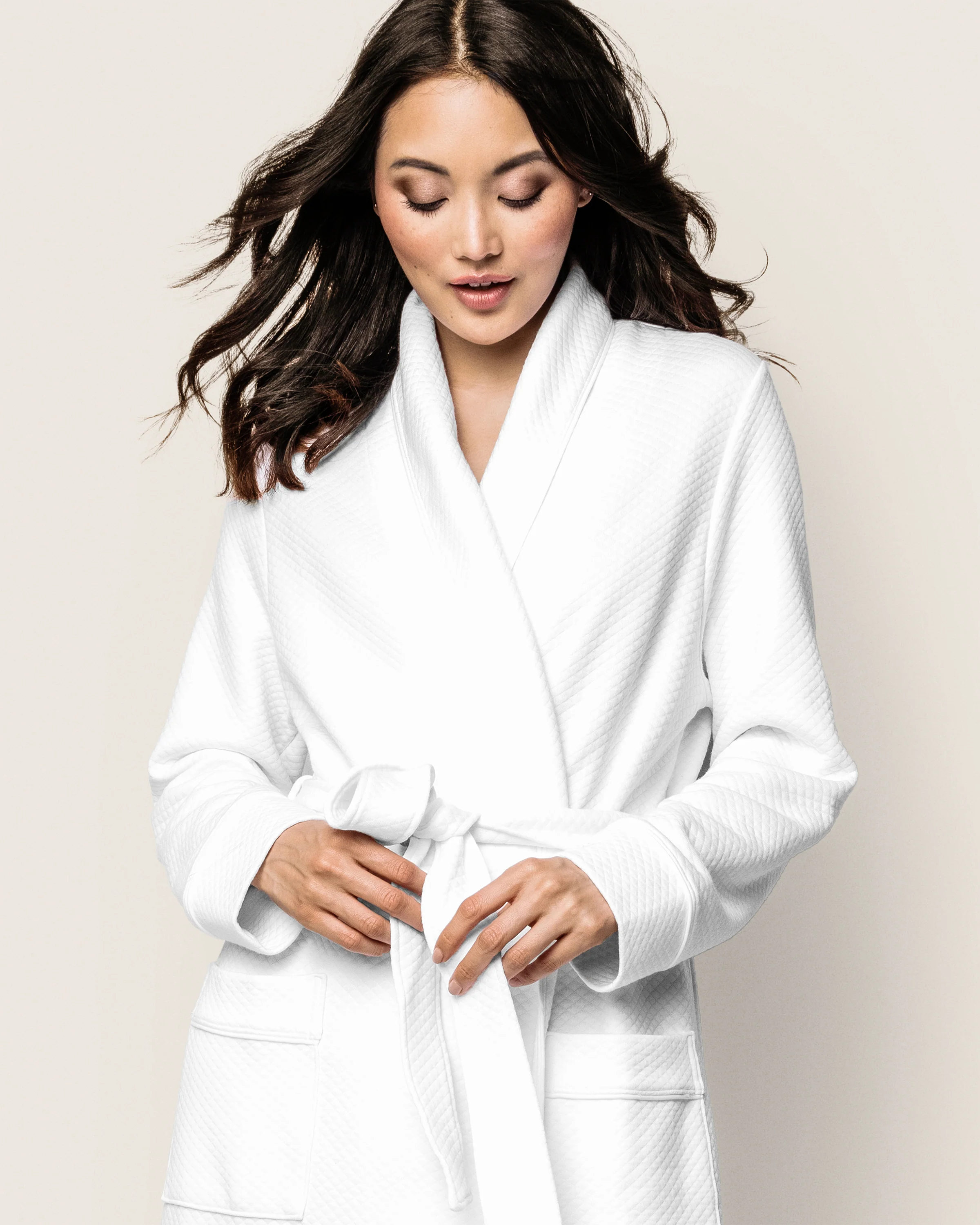 Women's Pima Jacquard Ophelia Robe in White - Image 4