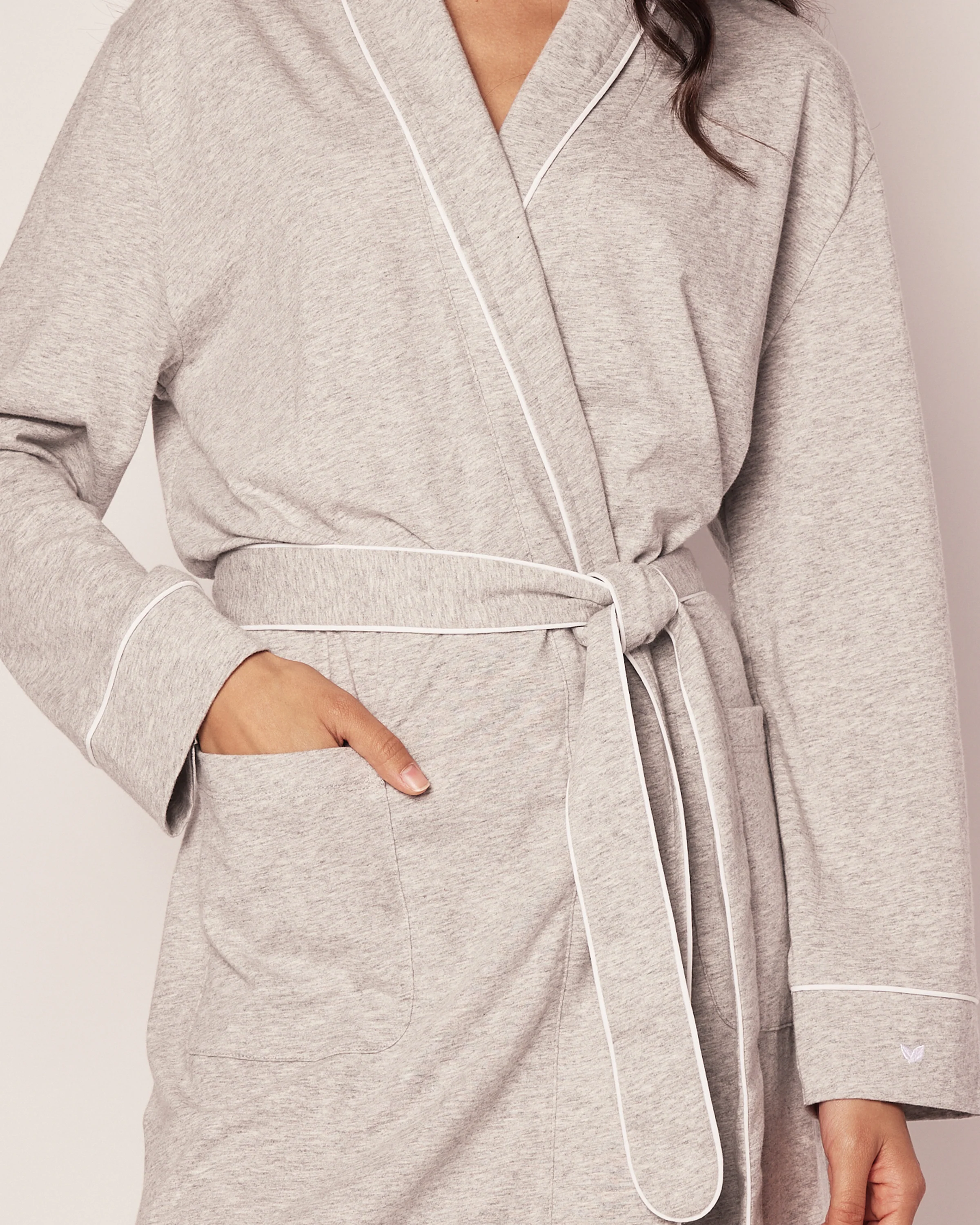 Women's Pima Robe in Light Heather Grey - Image 3