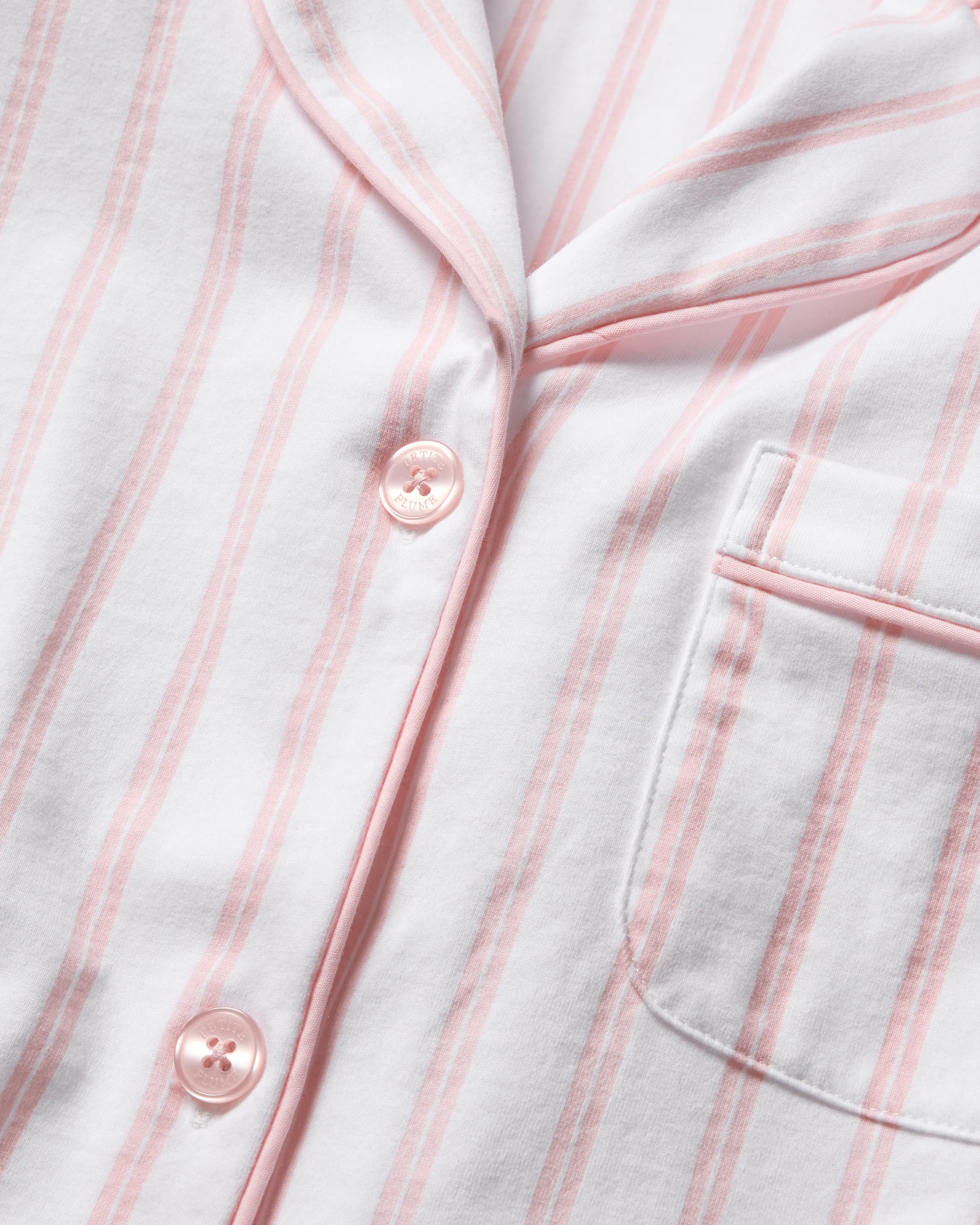 Women's Pima Pajama Short Set in Pink Stripe - Image 5