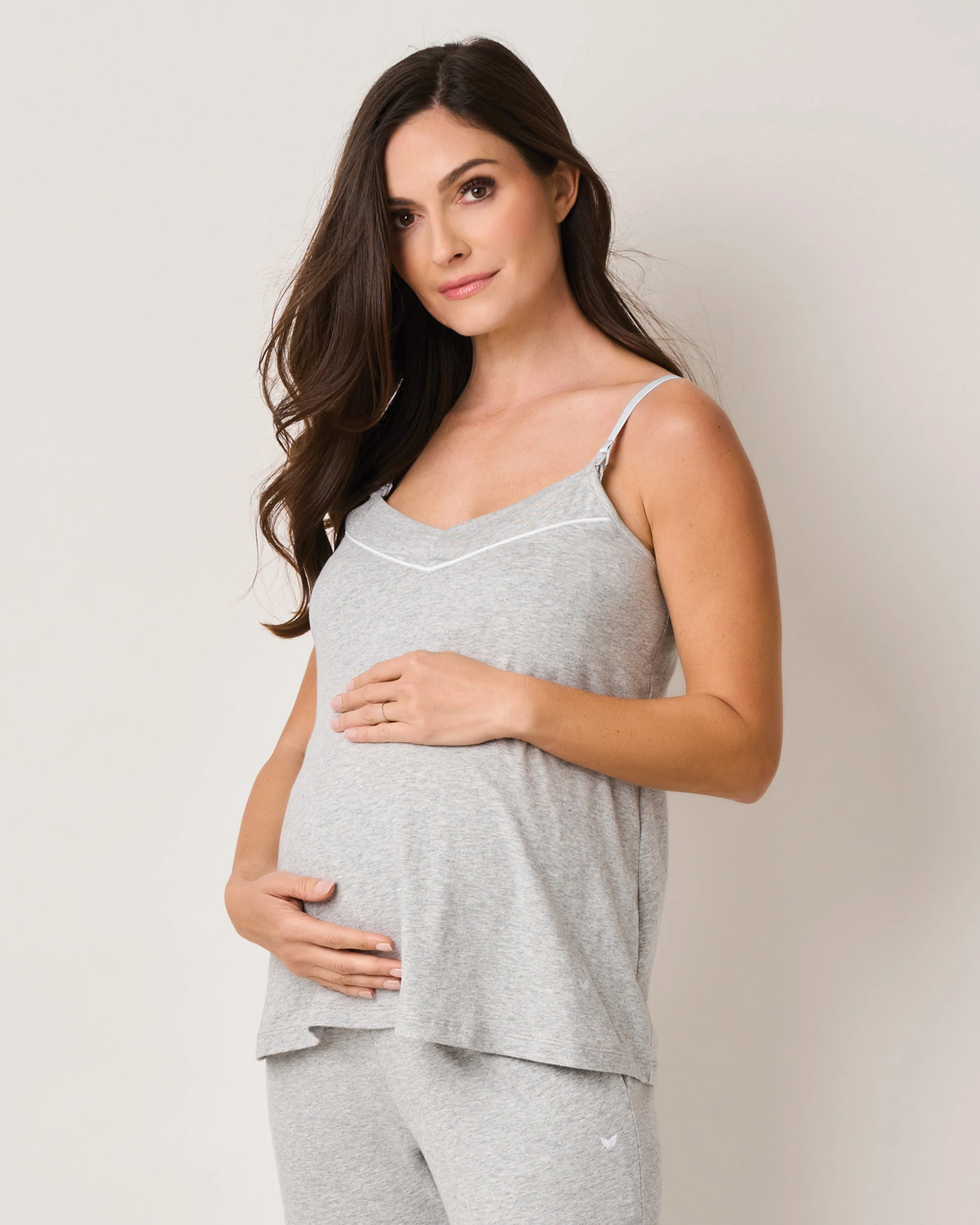 Women's Pima Maternity Camisole in Light Heather Grey - Image 2