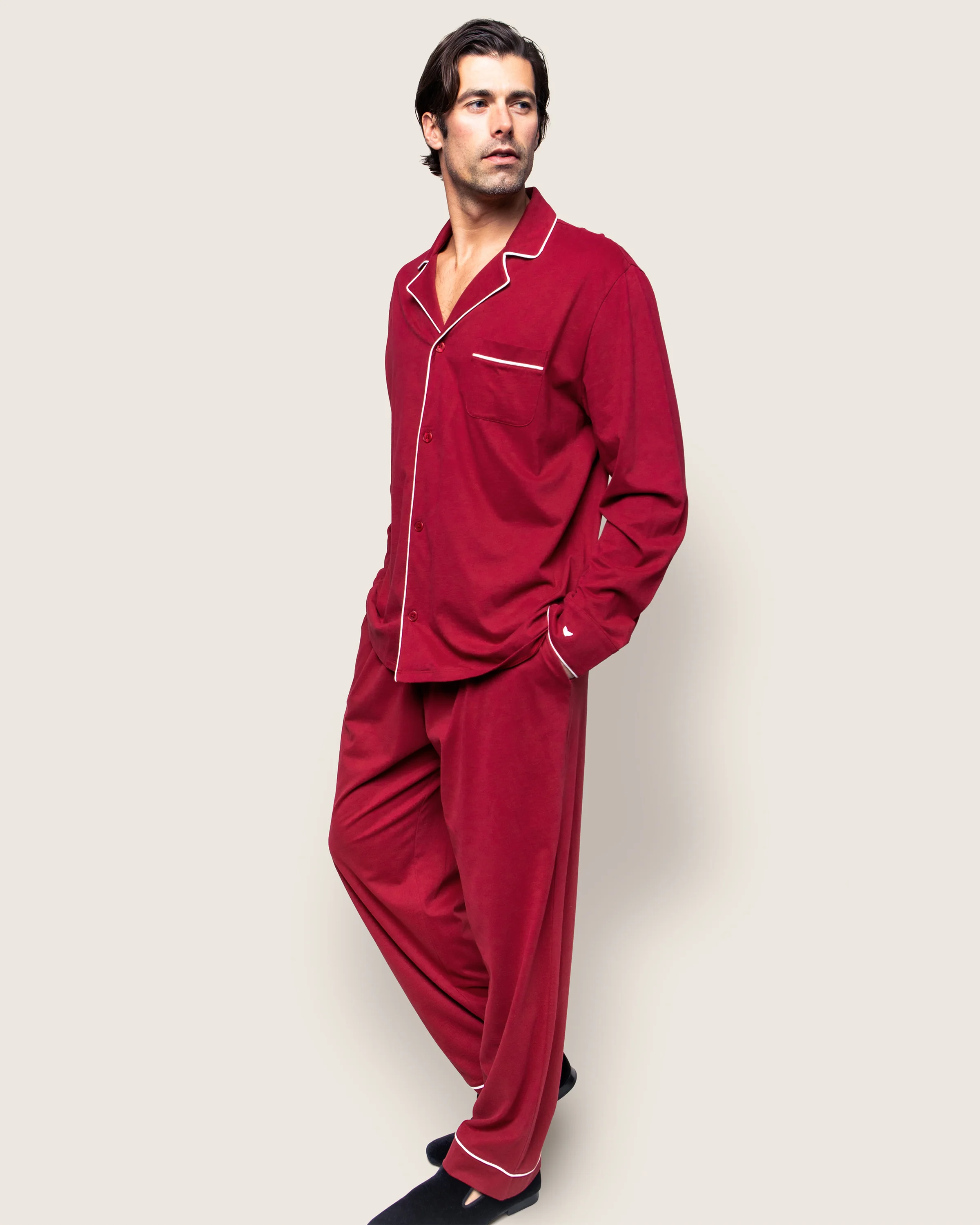 Men's Pima Pajama Set in Bordeaux - Image 3