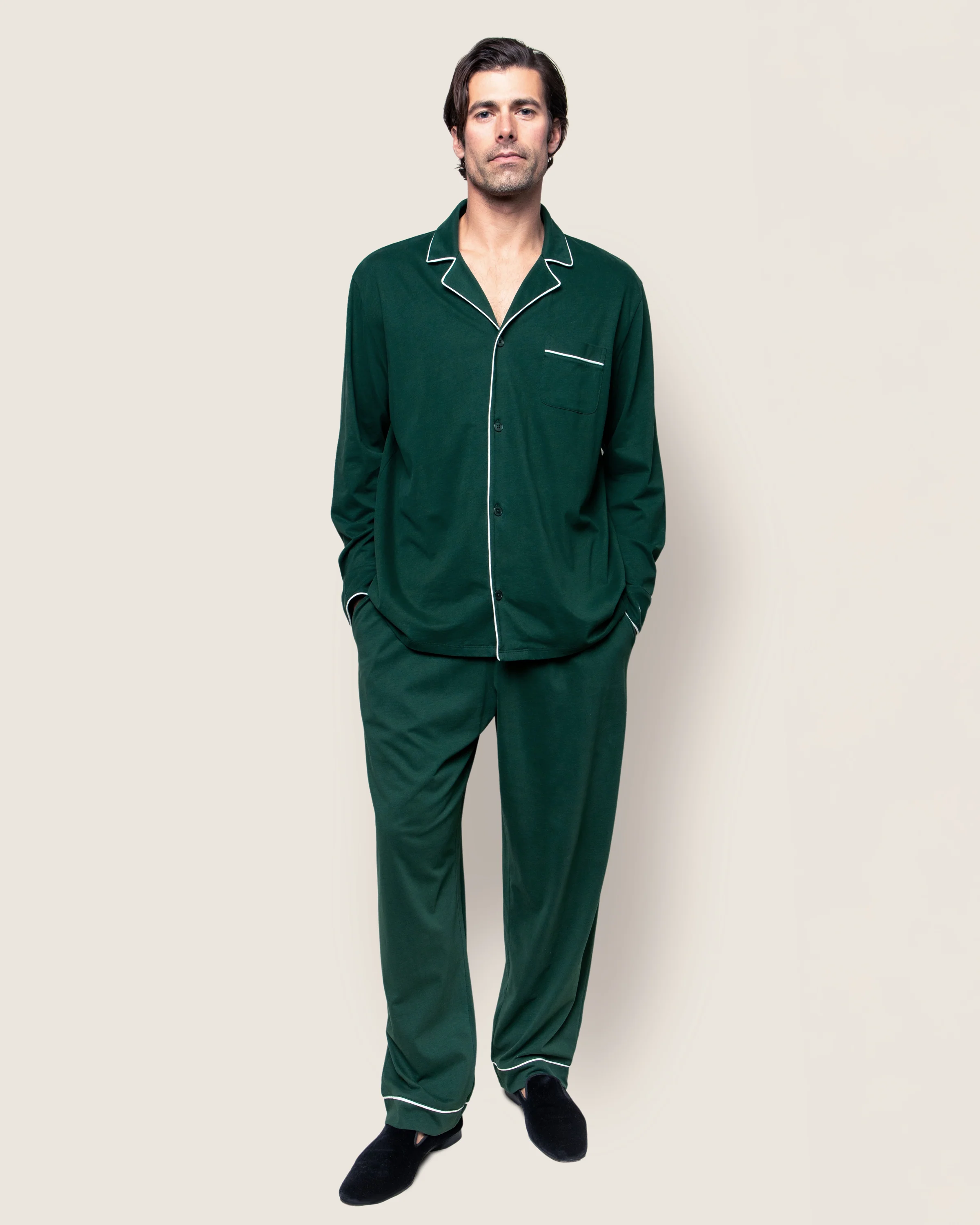 Men's Pima Pajama Set in Evergreen - Image 2