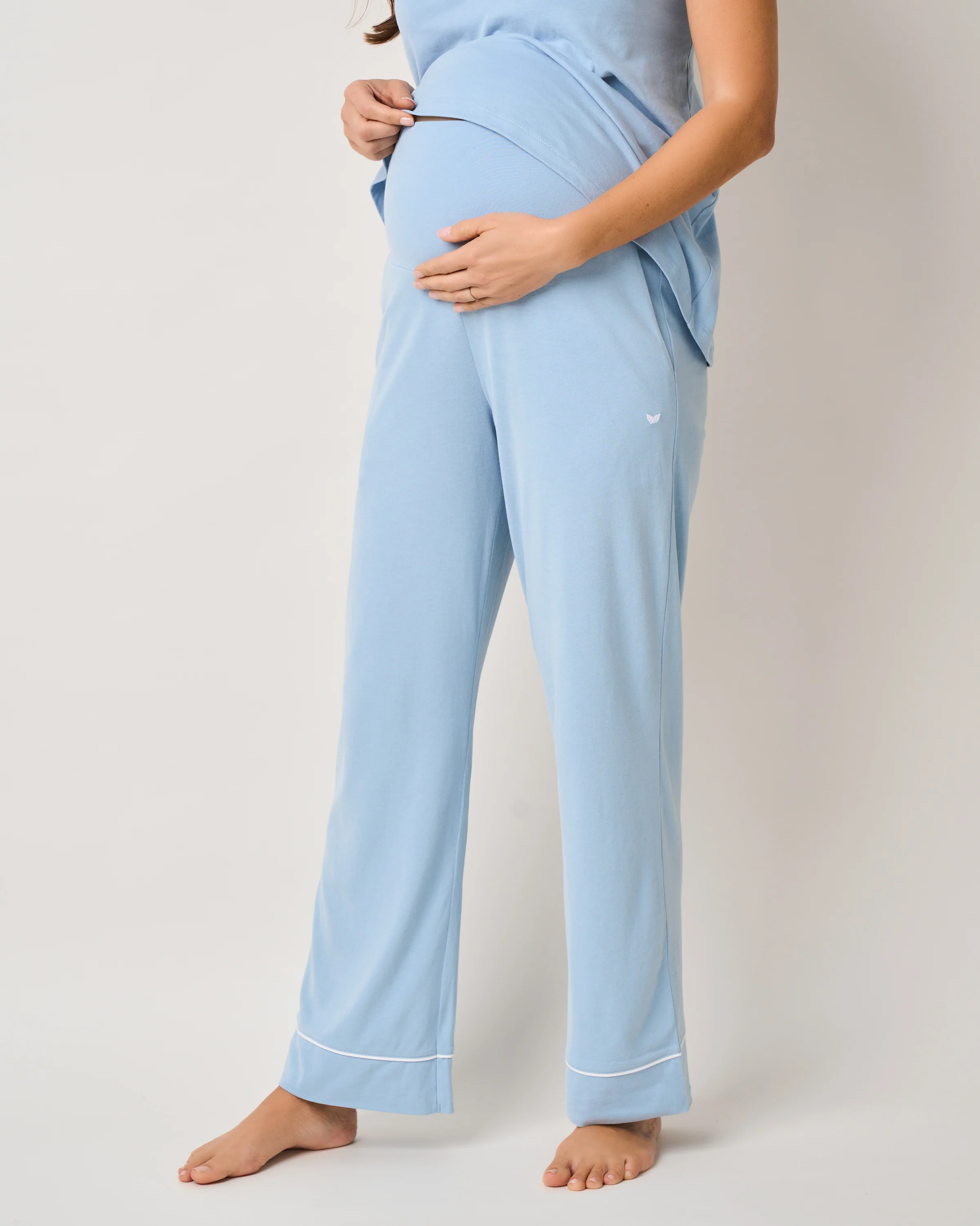 Women's Pima Maternity Pants in Periwinkle - Image 3