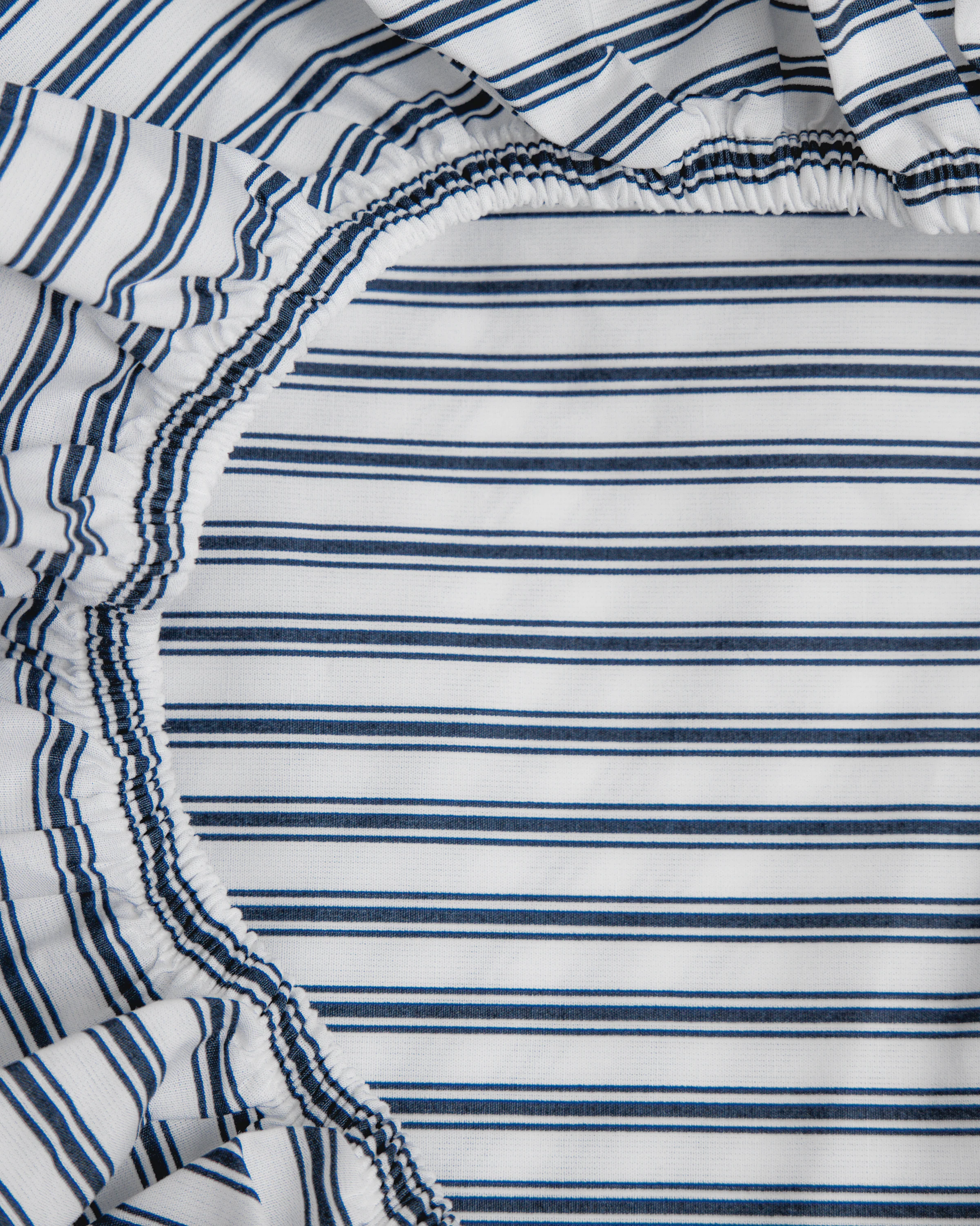 Luxe Premium Percale Crib Sheet in Navy French Ticking - Image 4