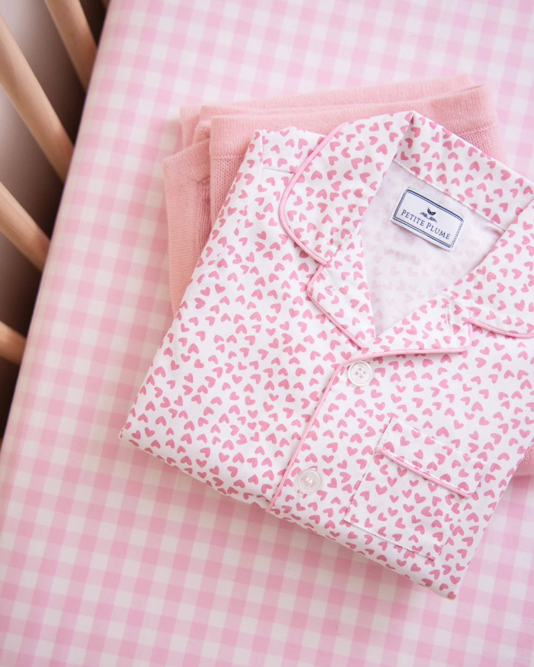 Luxe Premium Percale Crib Sheet in Pink Gingham - Image 3