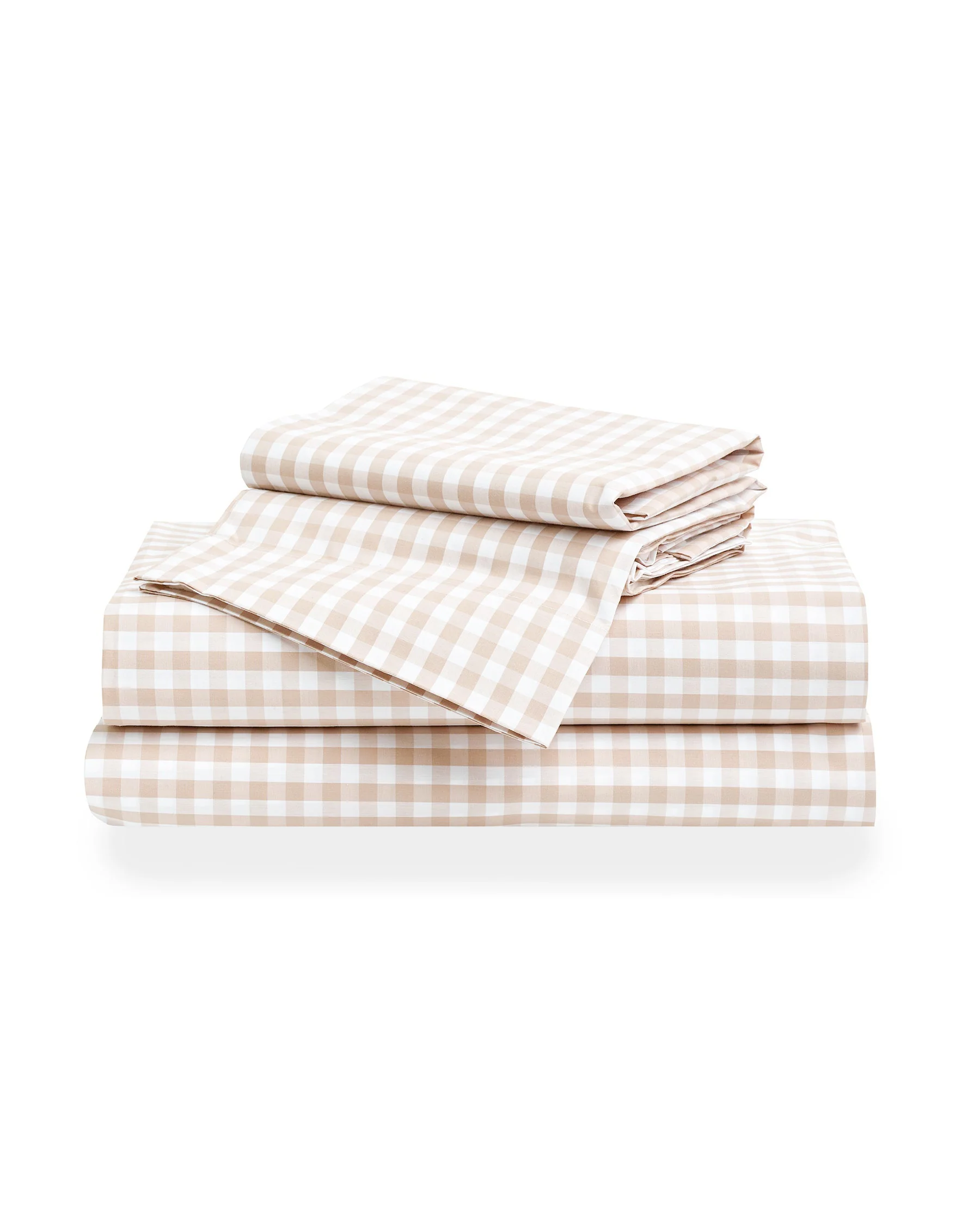 Luxe Premium Percale Bed Sheets in Camel Gingham
