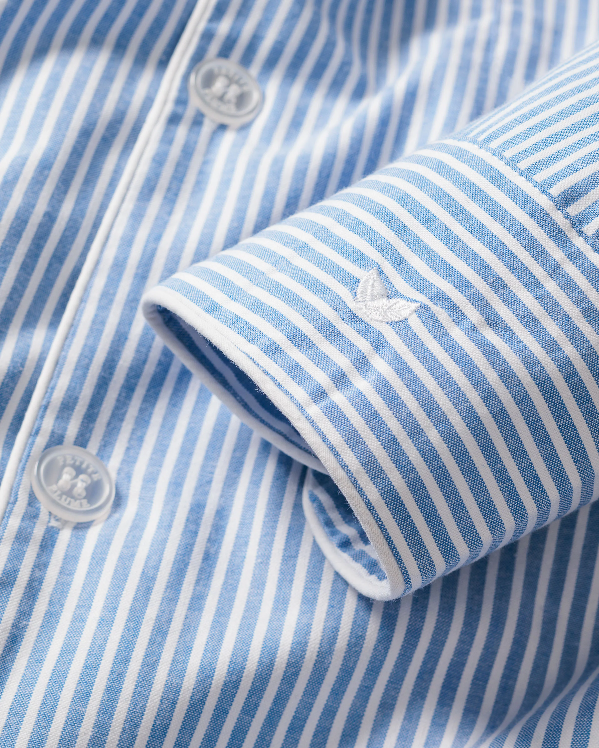Men's Twill Pajama Set in French Blue Heritage Stripe - Image 5