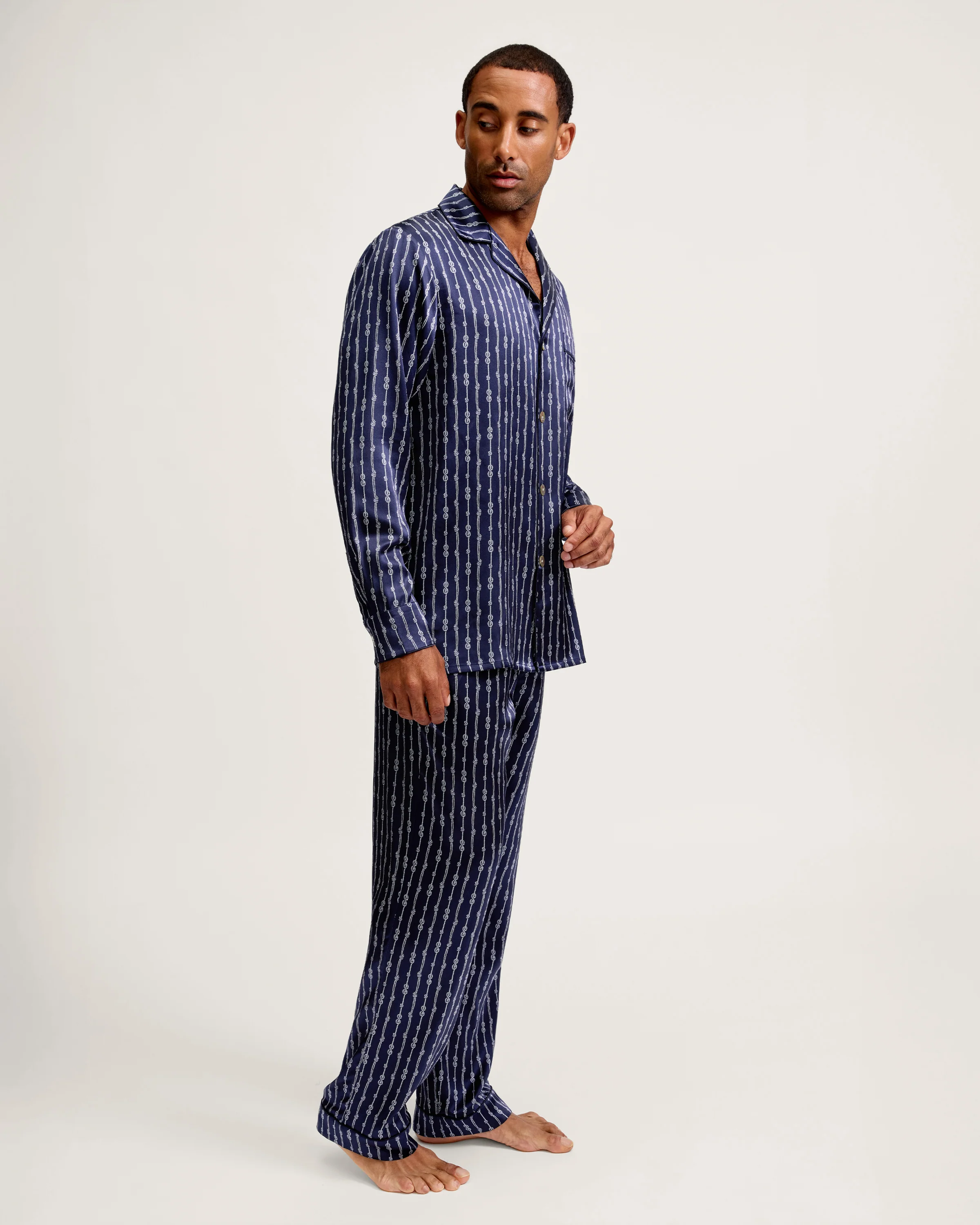 Men's Silk Pajama Set in Nautical Knots - Image 3