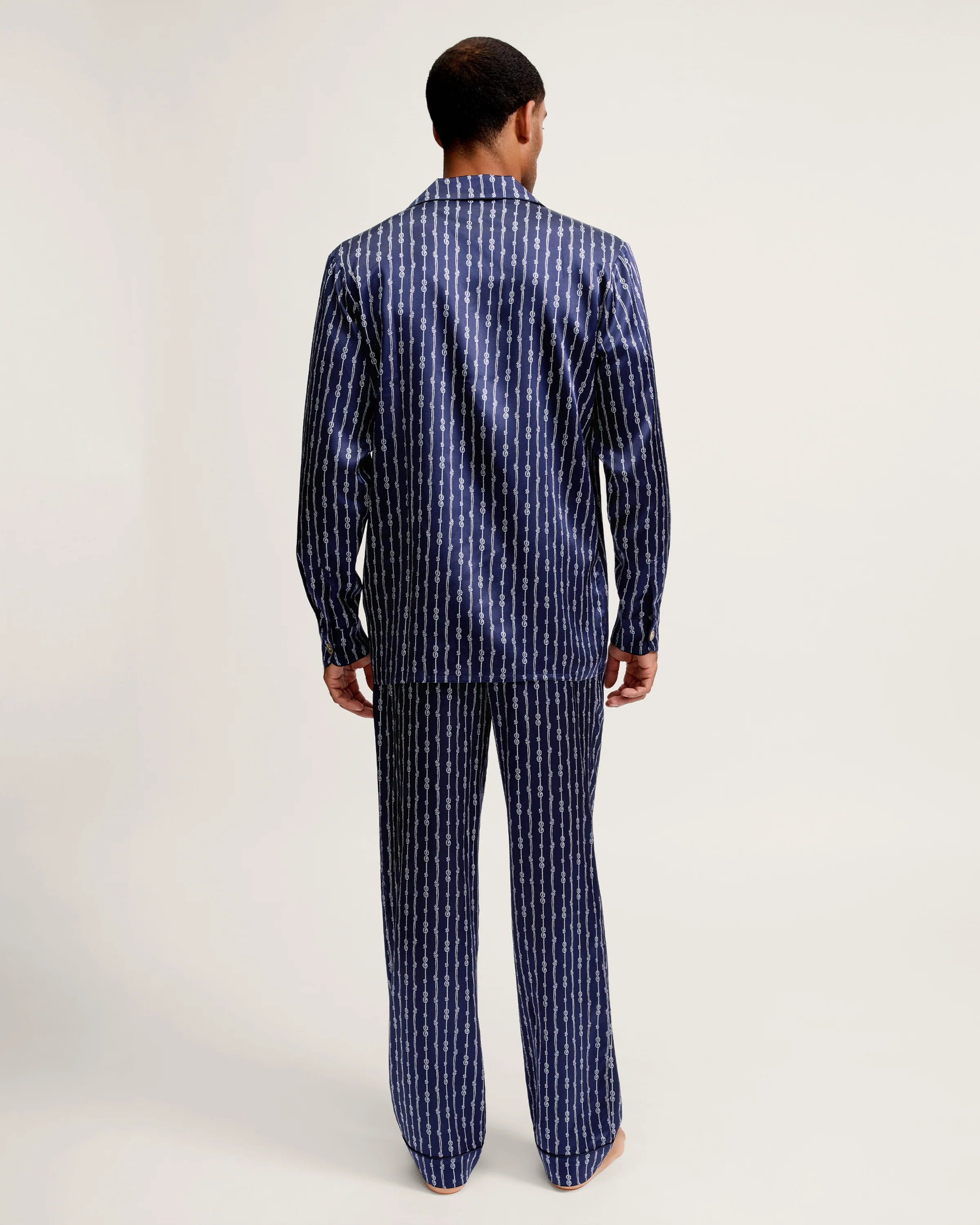 Men's Silk Pajama Set in Nautical Knots - Image 4