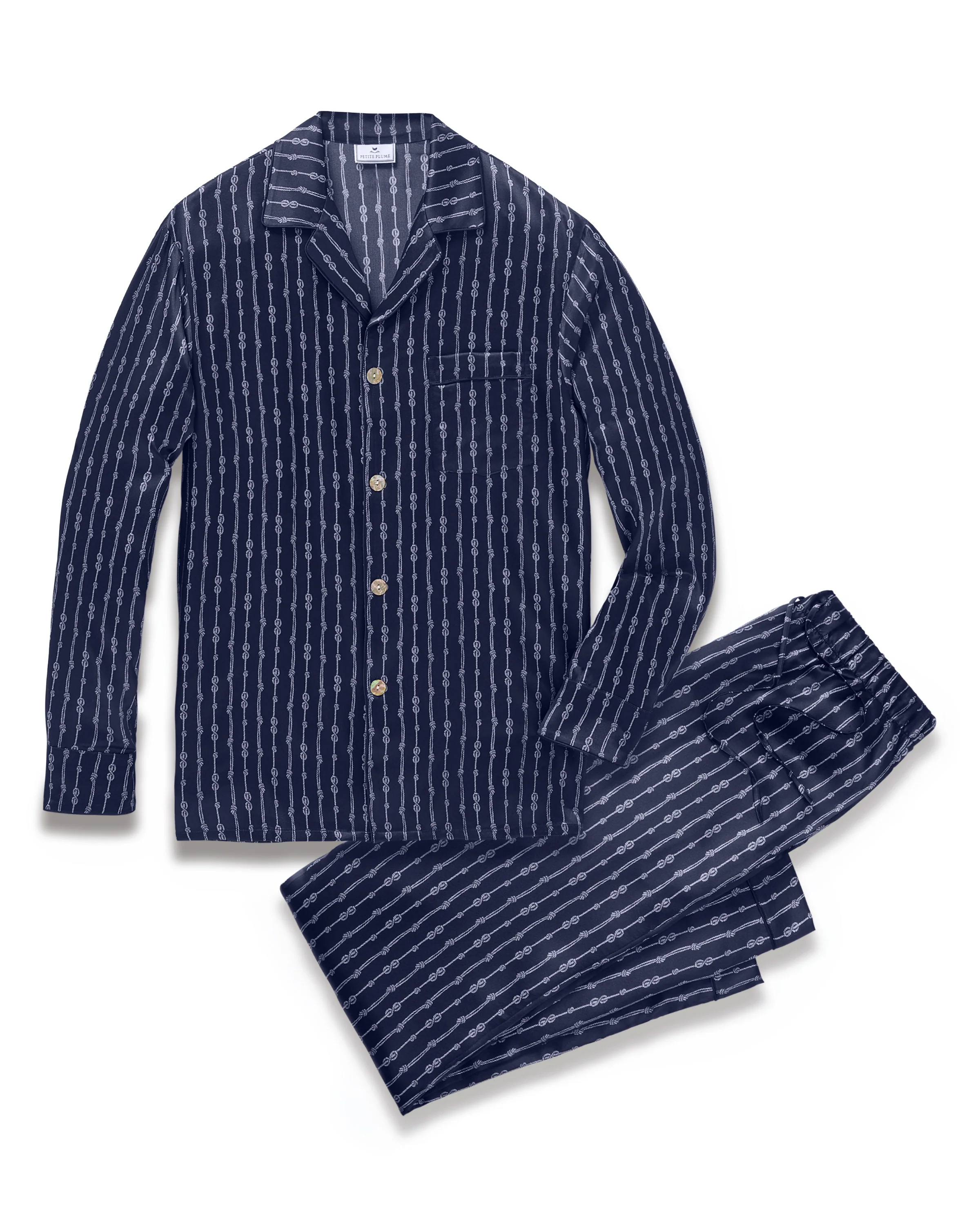 Men's Silk Pajama Set in Nautical Knots - Image 6