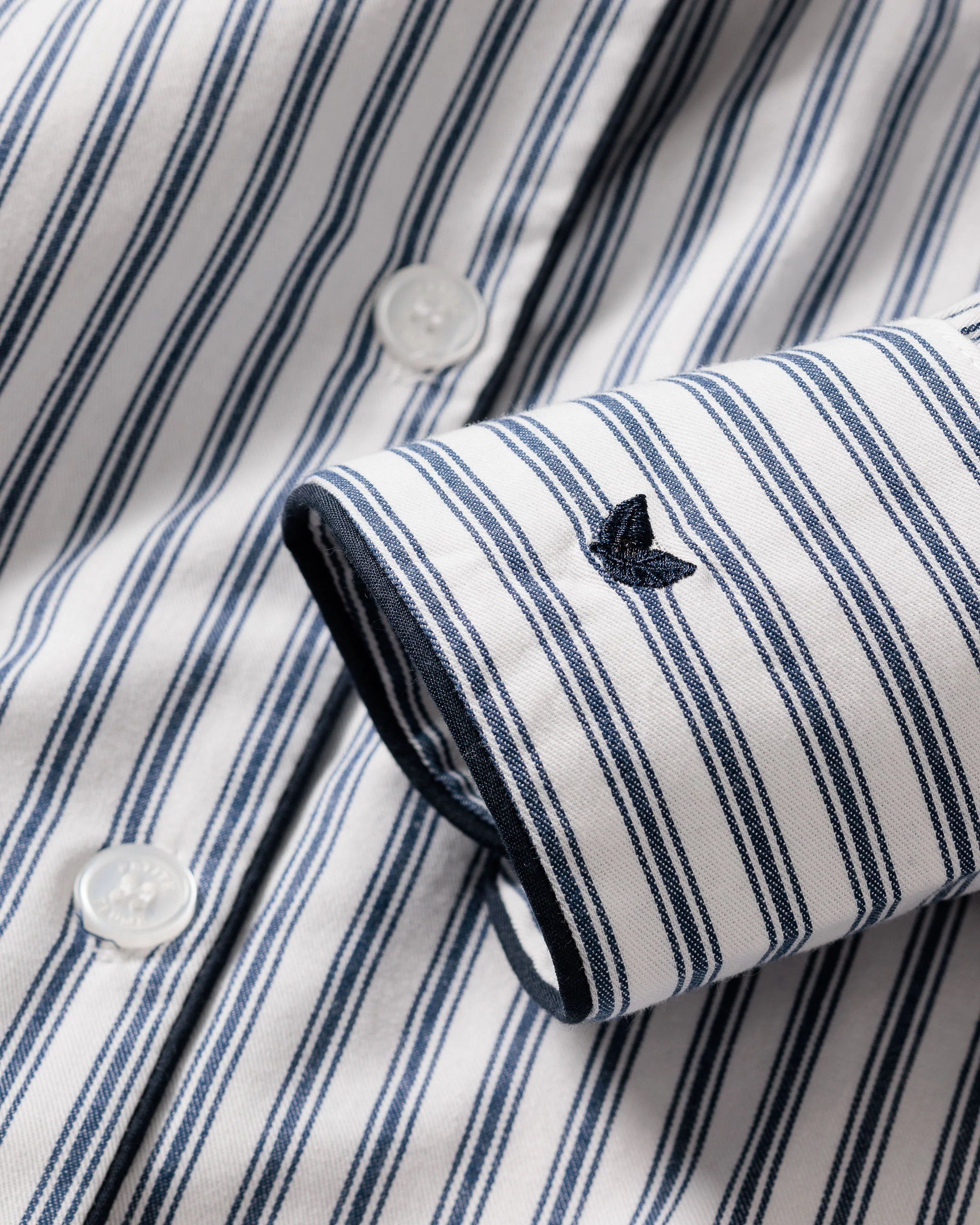 Men's Twill Pajama Set in Navy French Ticking - Image 6