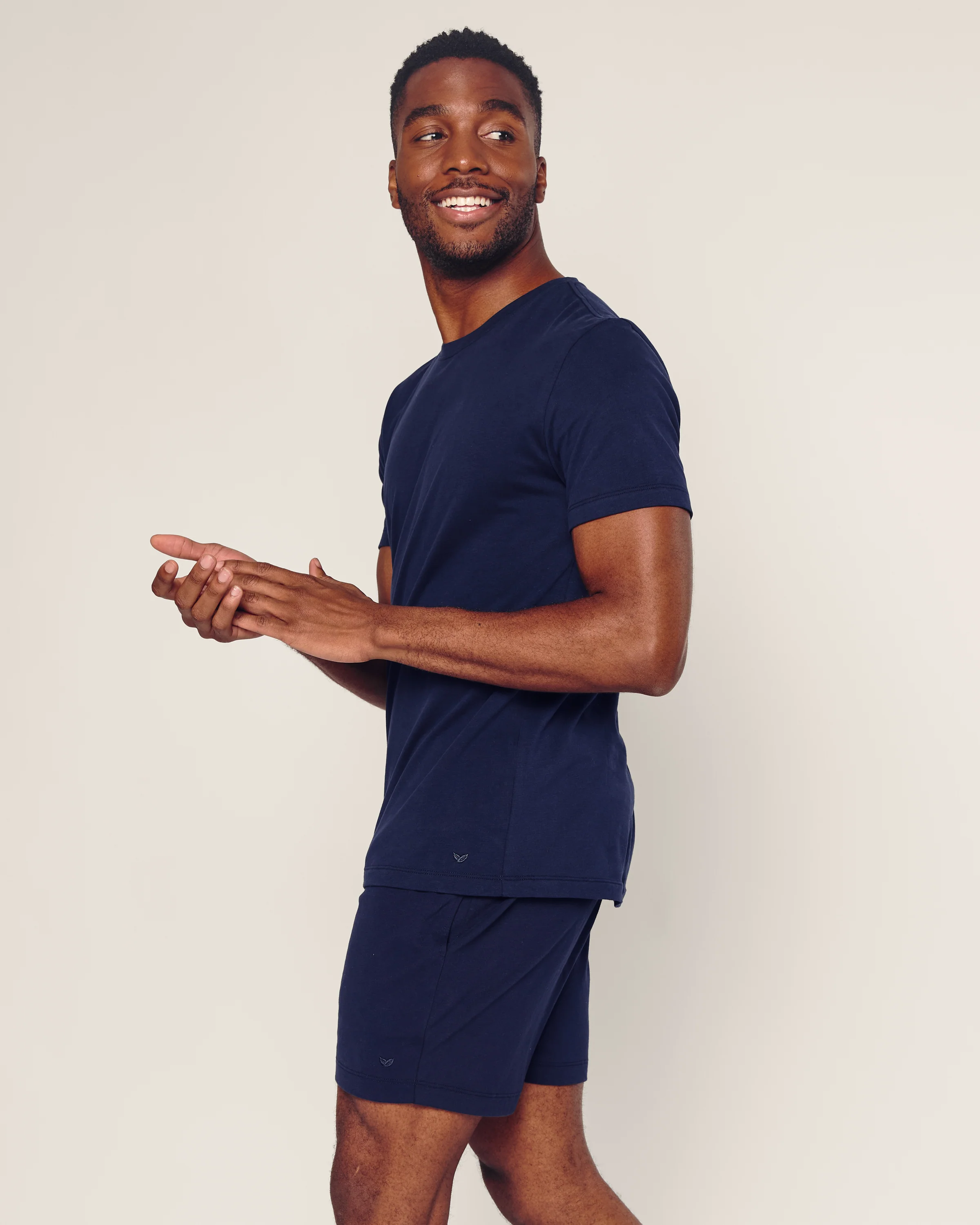 Men's Pima Essential Crew Neck Tee in Navy - Image 3
