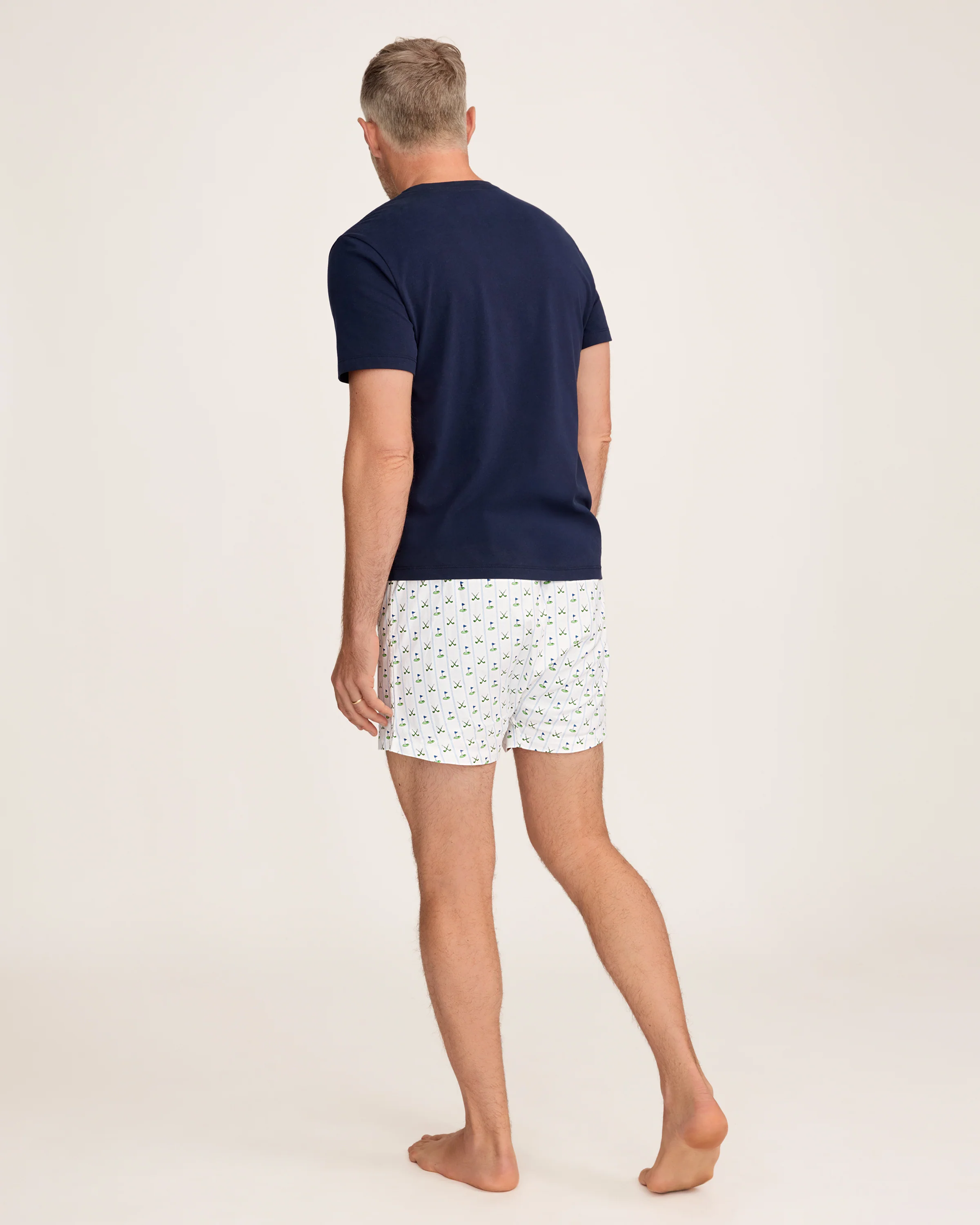Men's Twill 3 Pack Boxers in Fairway Stripe, White, and French Blue Heritage Stripe - Image 5