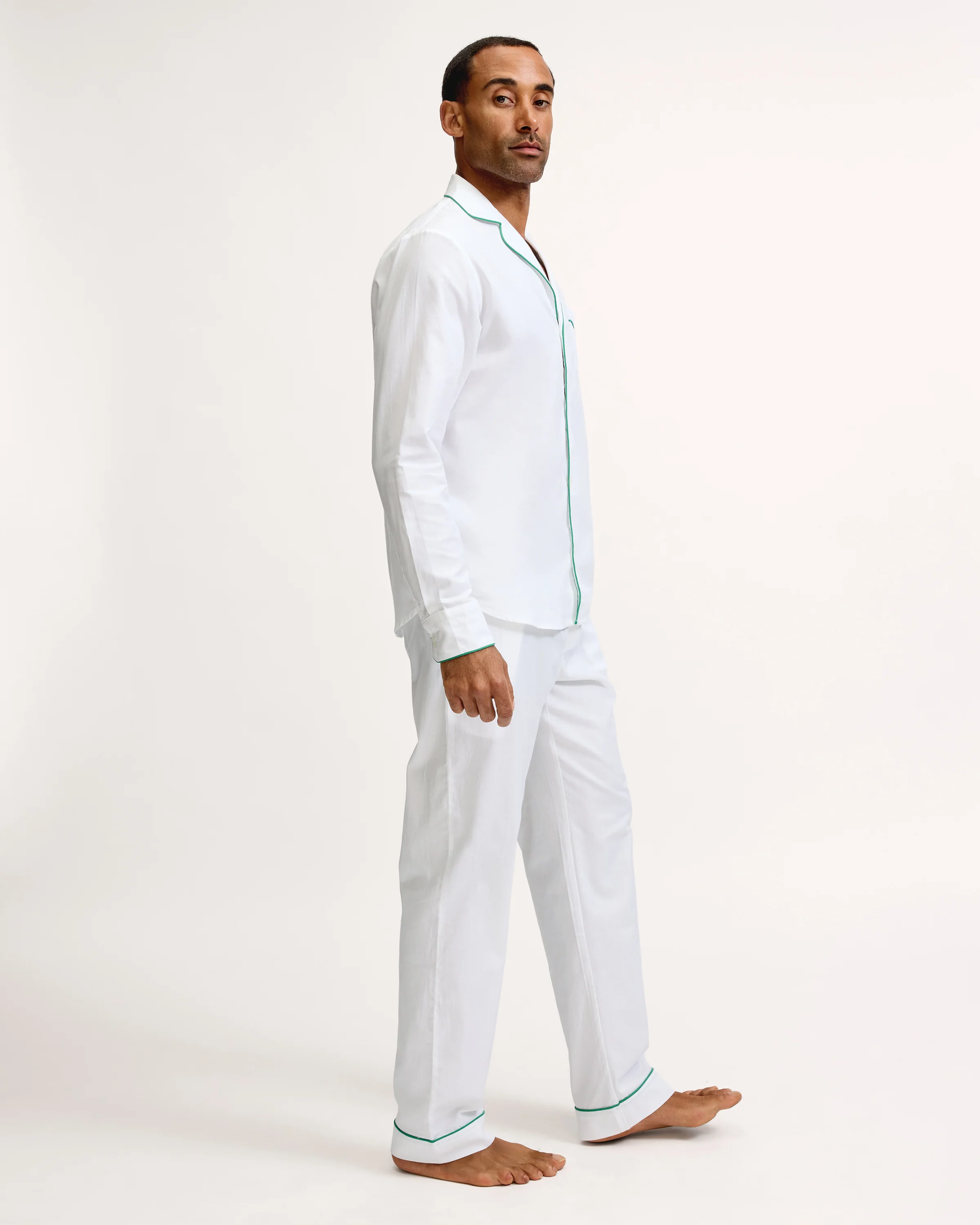 Men's Twill Pajama Set with Tennis Custom Initial Embroidery - Image 3