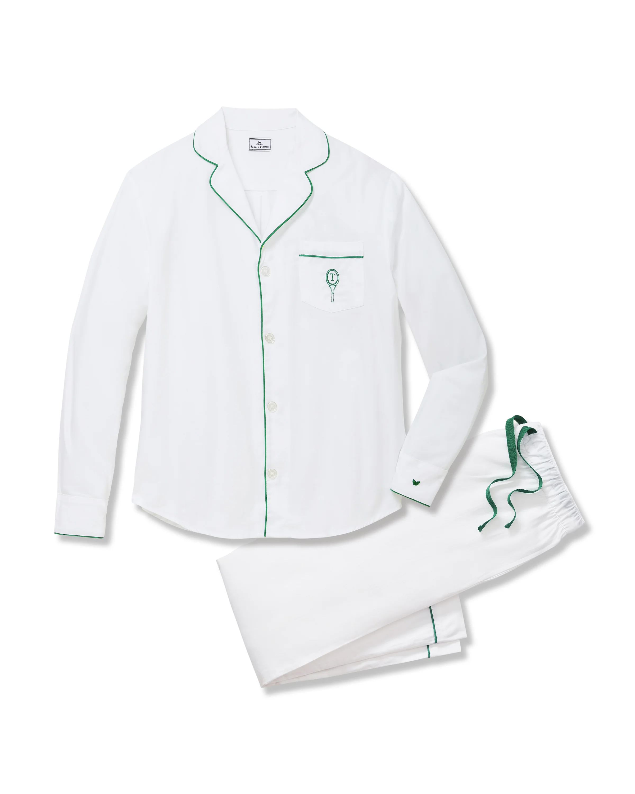 Men's Twill Pajama Set with Tennis Custom Initial Embroidery - Image 5