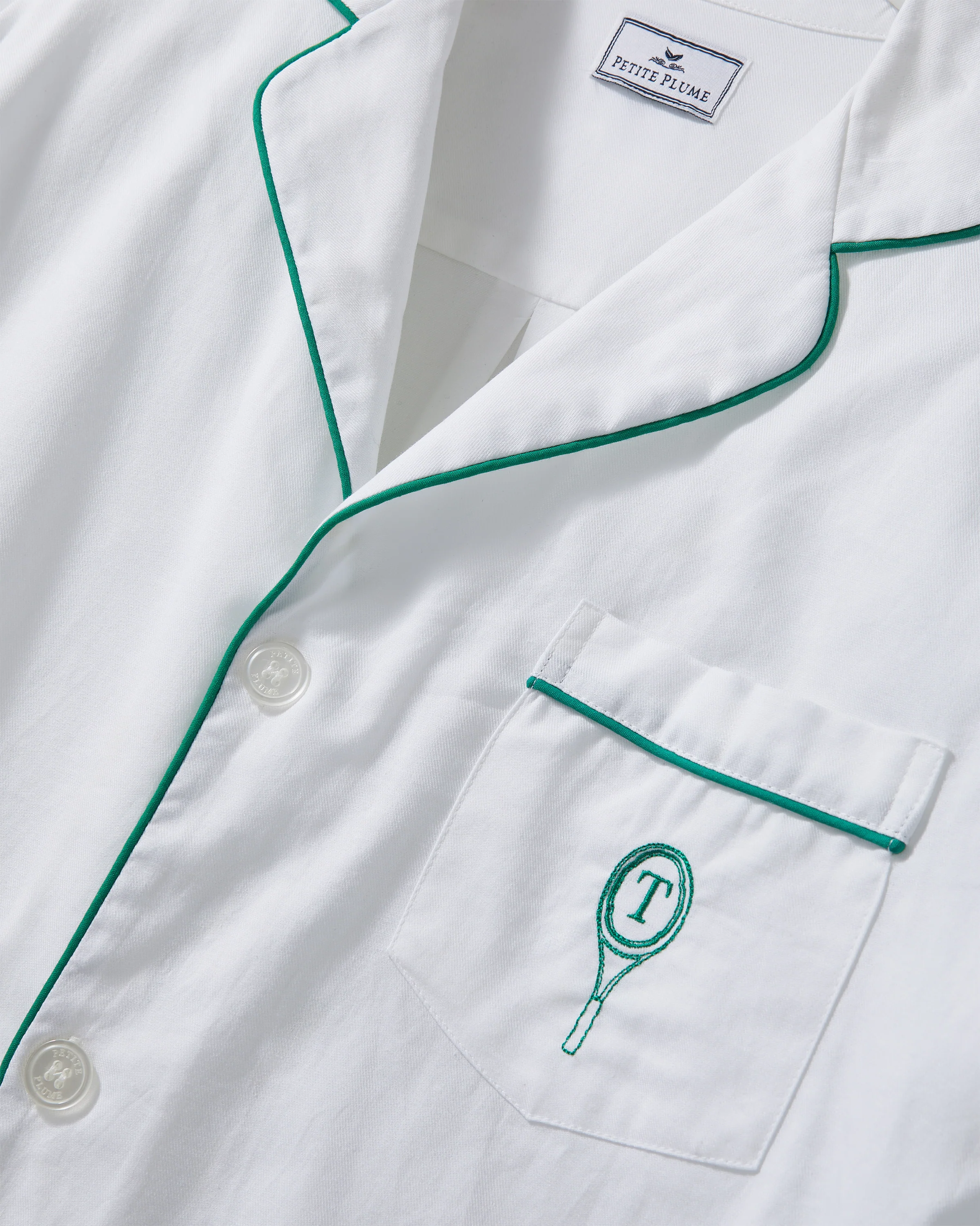 Men's Twill Pajama Set with Tennis Custom Initial Embroidery - Image 6