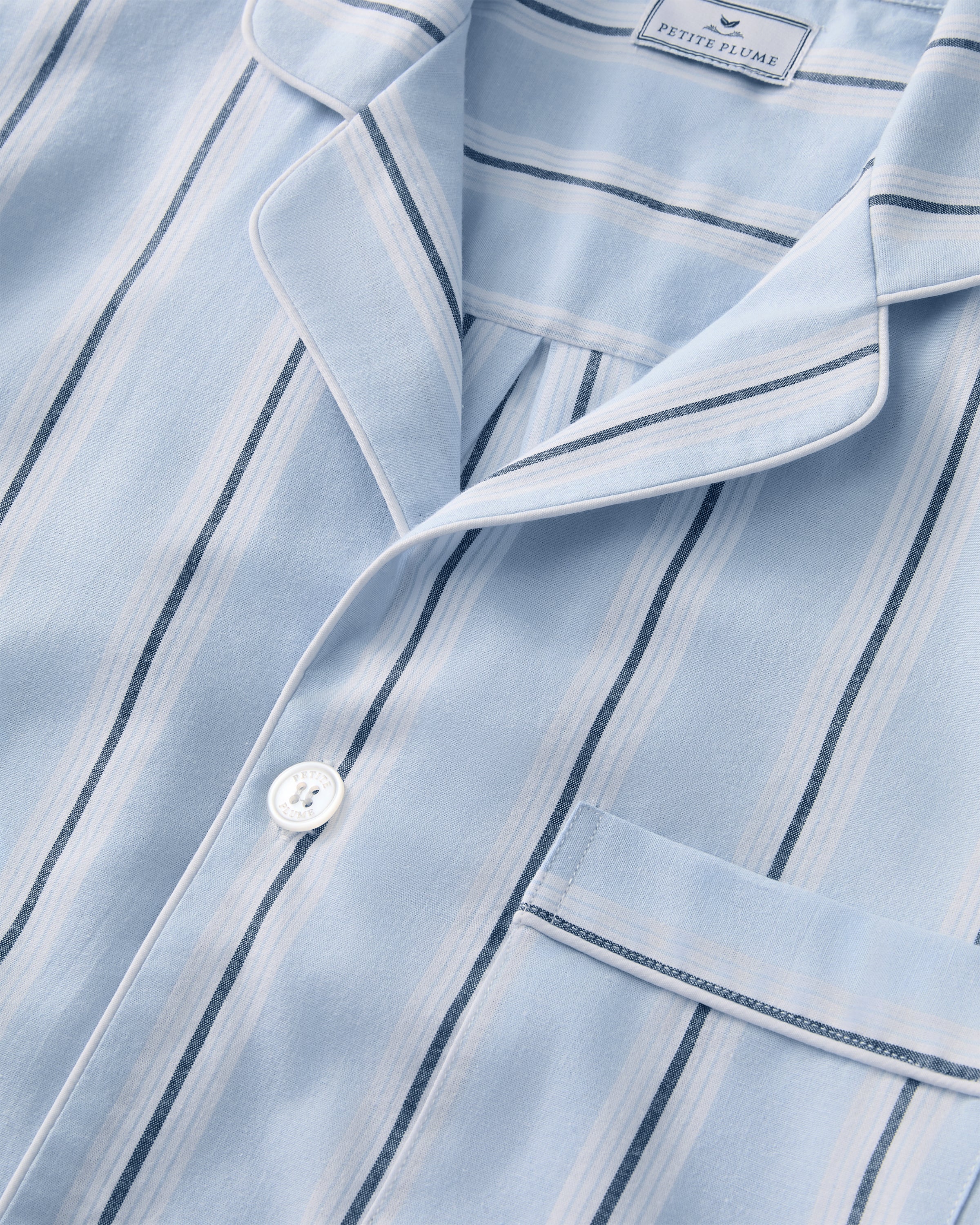 Men's Twill Pajama Short Set in Coastal Stripe - Image 7