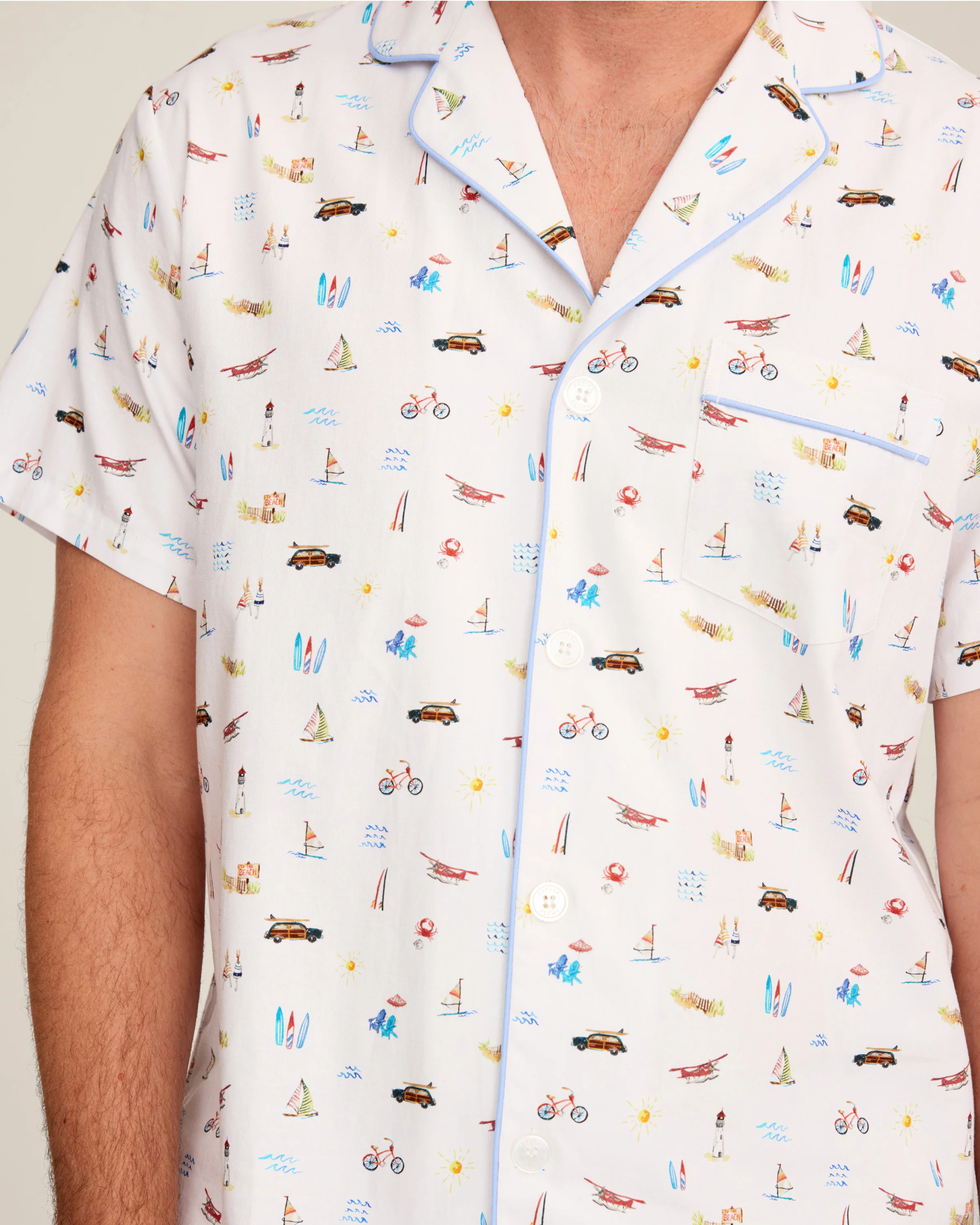 Men's Twill Pajama Short Set in Summer Nostalgia - Image 2