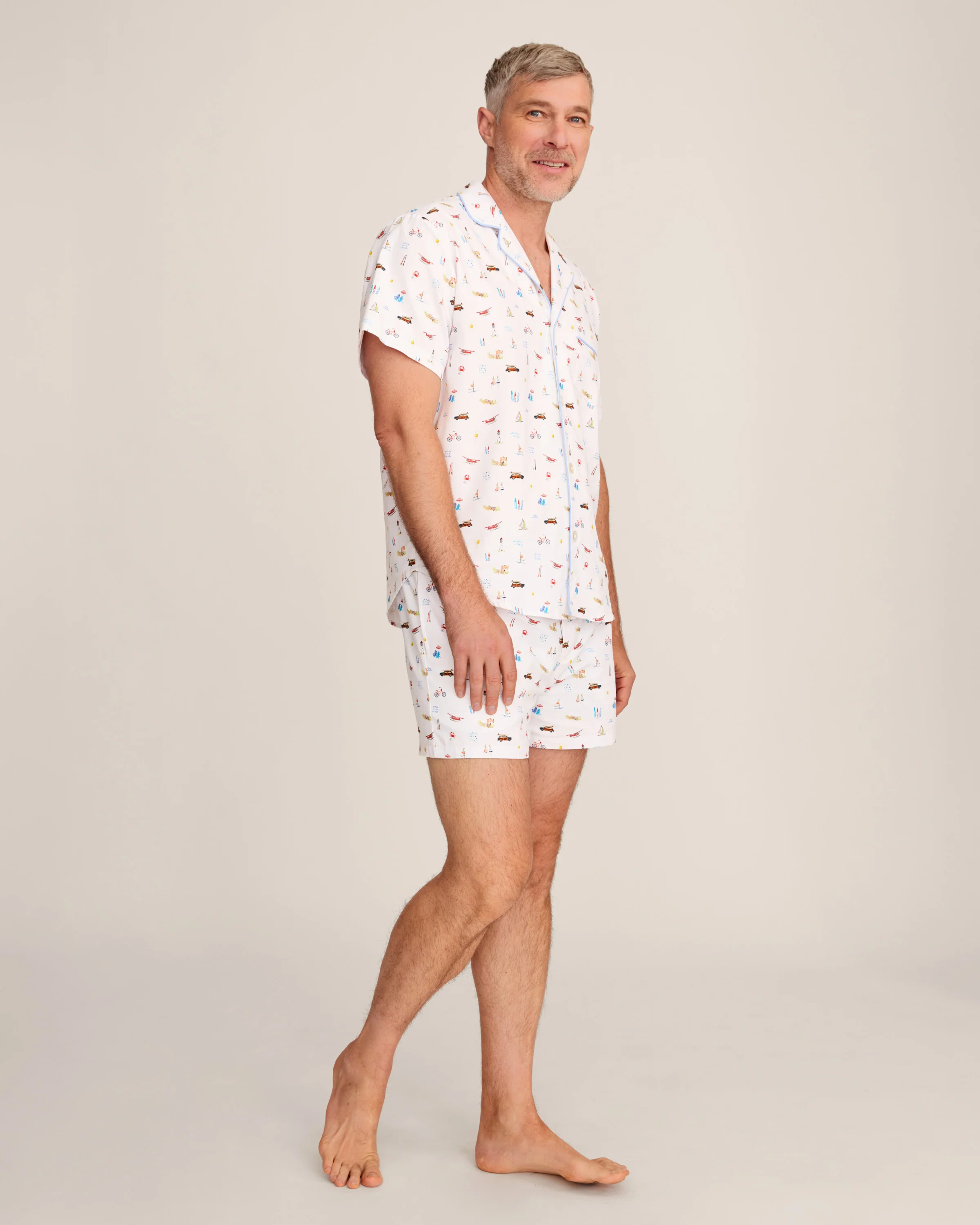 Men's Twill Pajama Short Set in Summer Nostalgia - Image 3