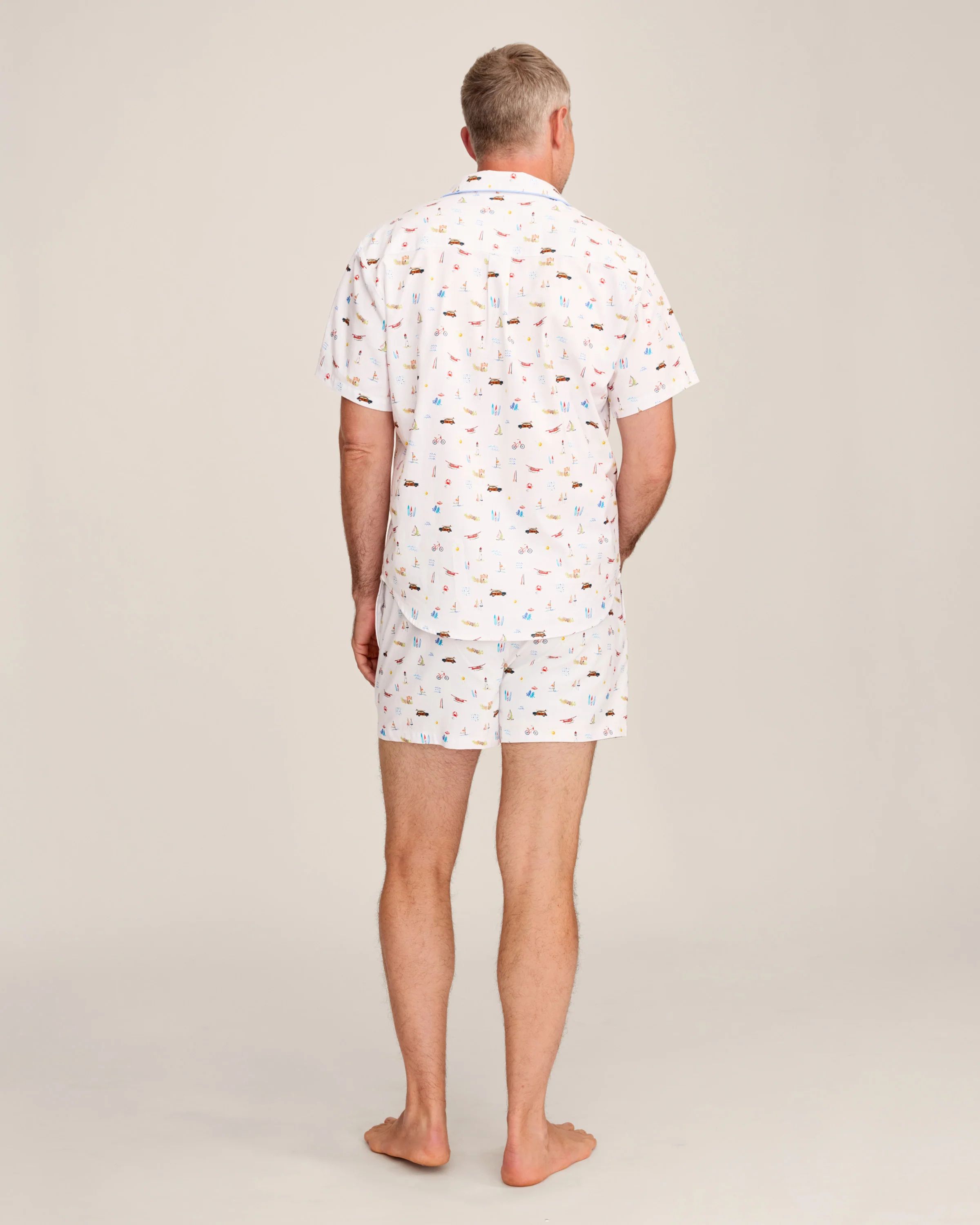 Men's Twill Pajama Short Set in Summer Nostalgia - Image 4