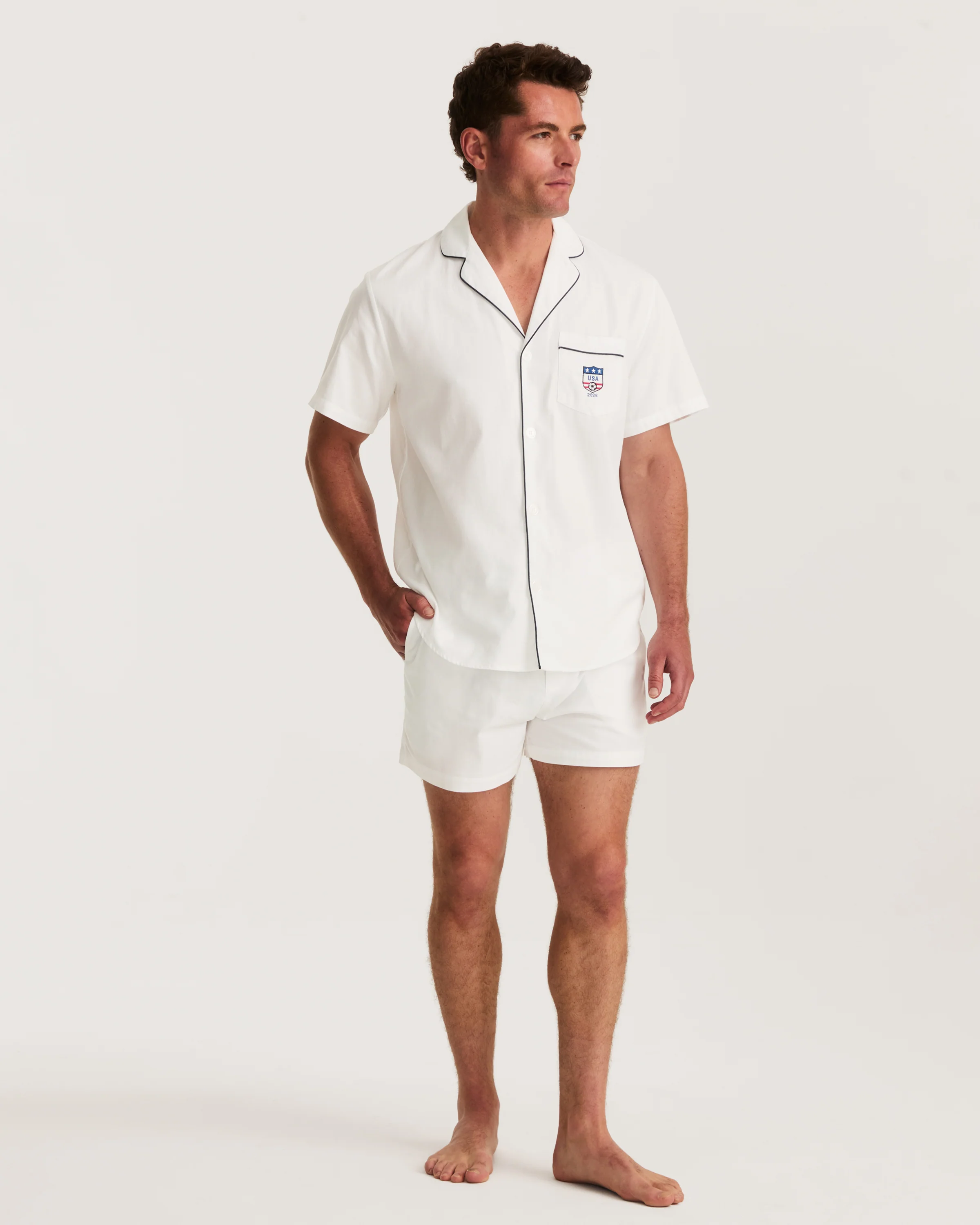 Men's Twill Pajama Short Set with Team USA Custom Embroidery - Image 2