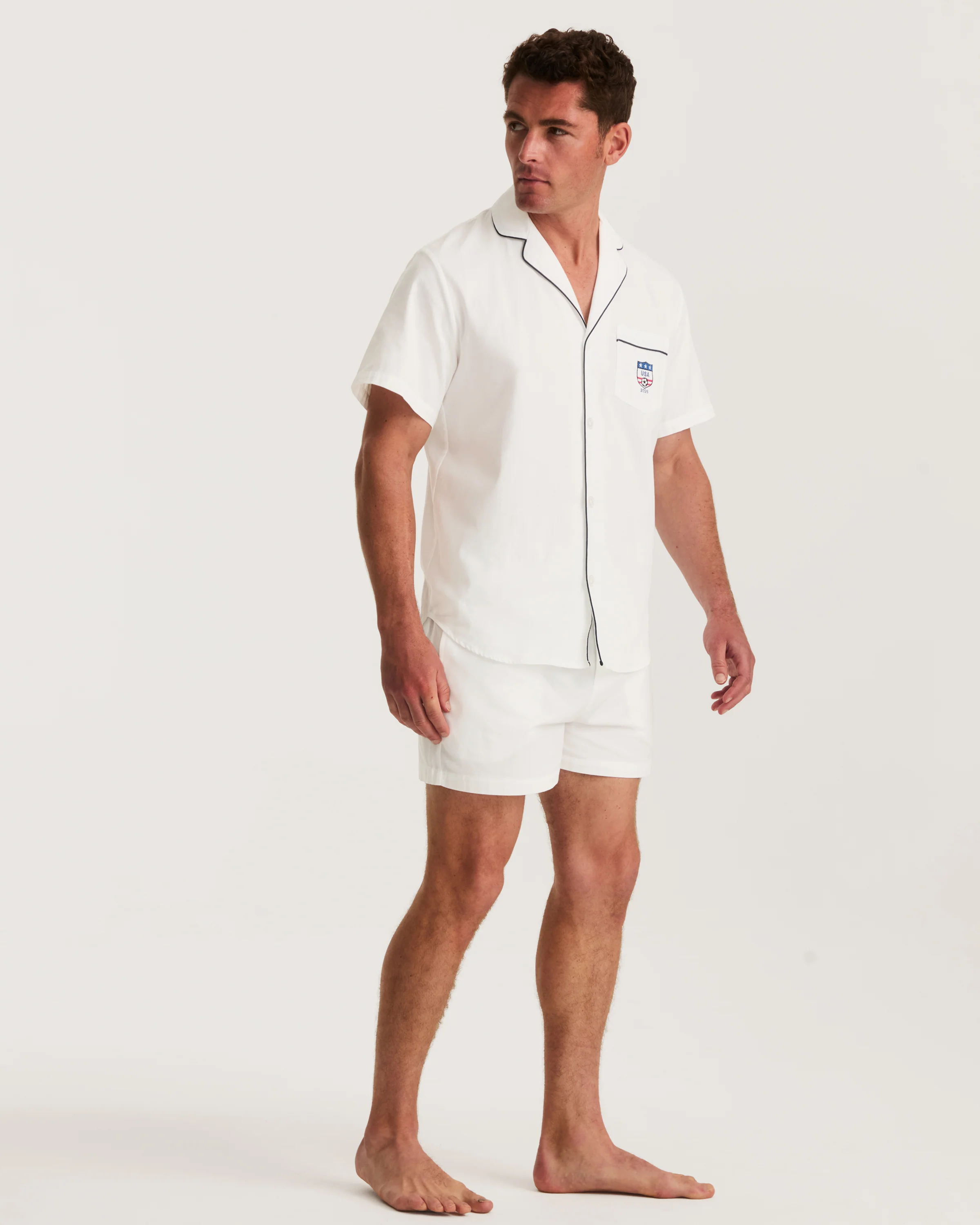 Men's Twill Pajama Short Set with Team USA Custom Embroidery - Image 3