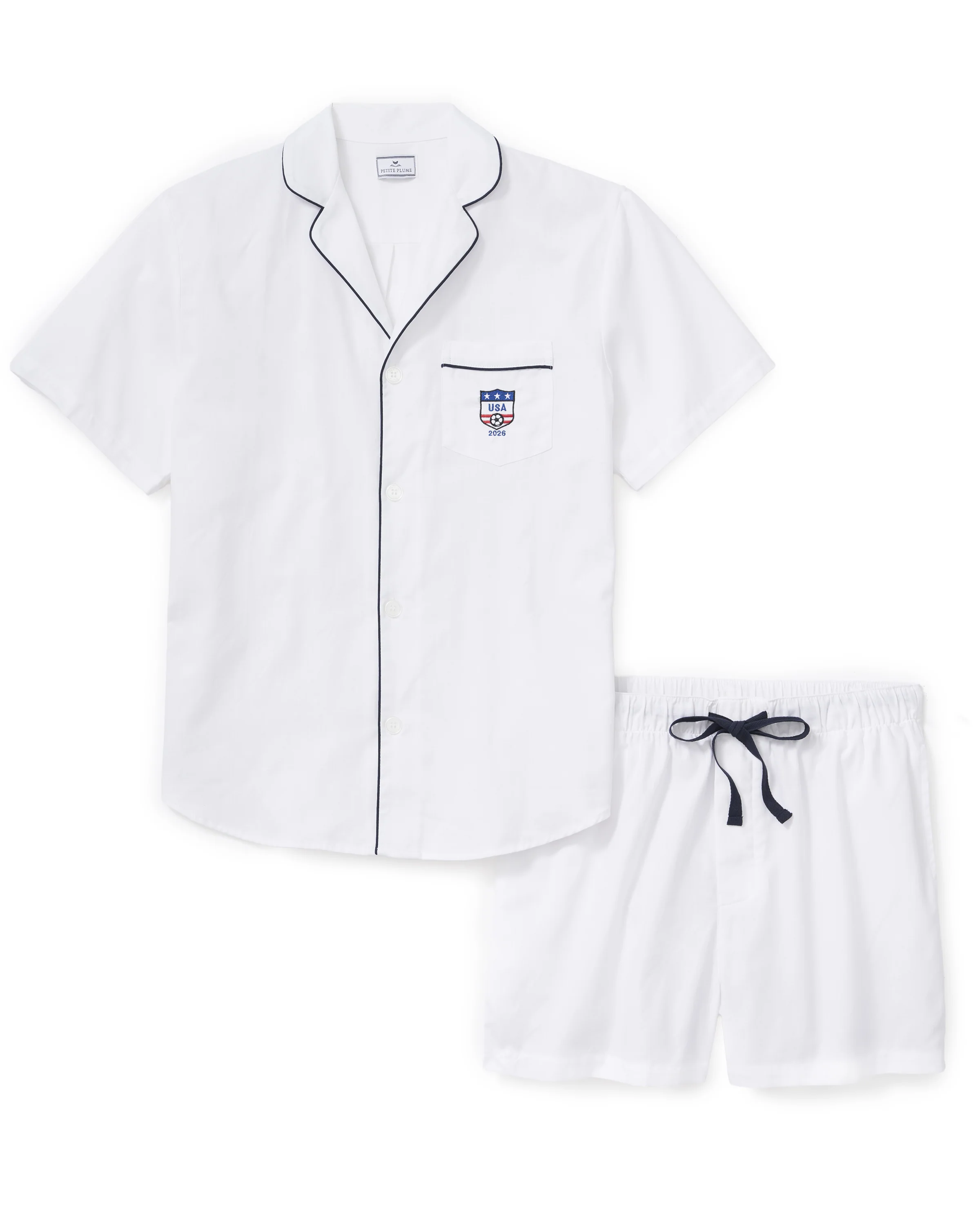 Men's Twill Pajama Short Set with Team USA Custom Embroidery - Image 5
