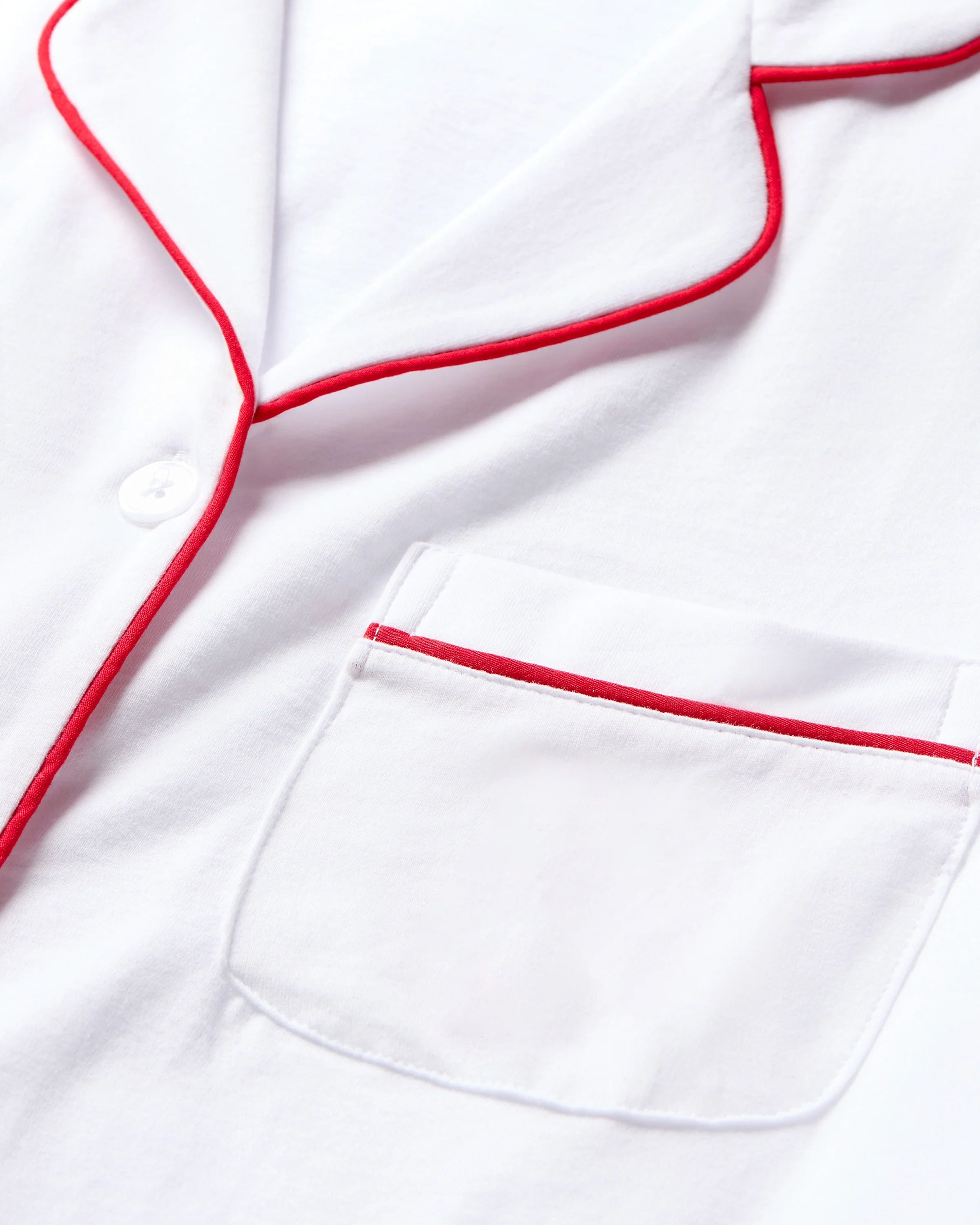 Men's Pima Pajama Set in White with Red Piping - Image 6