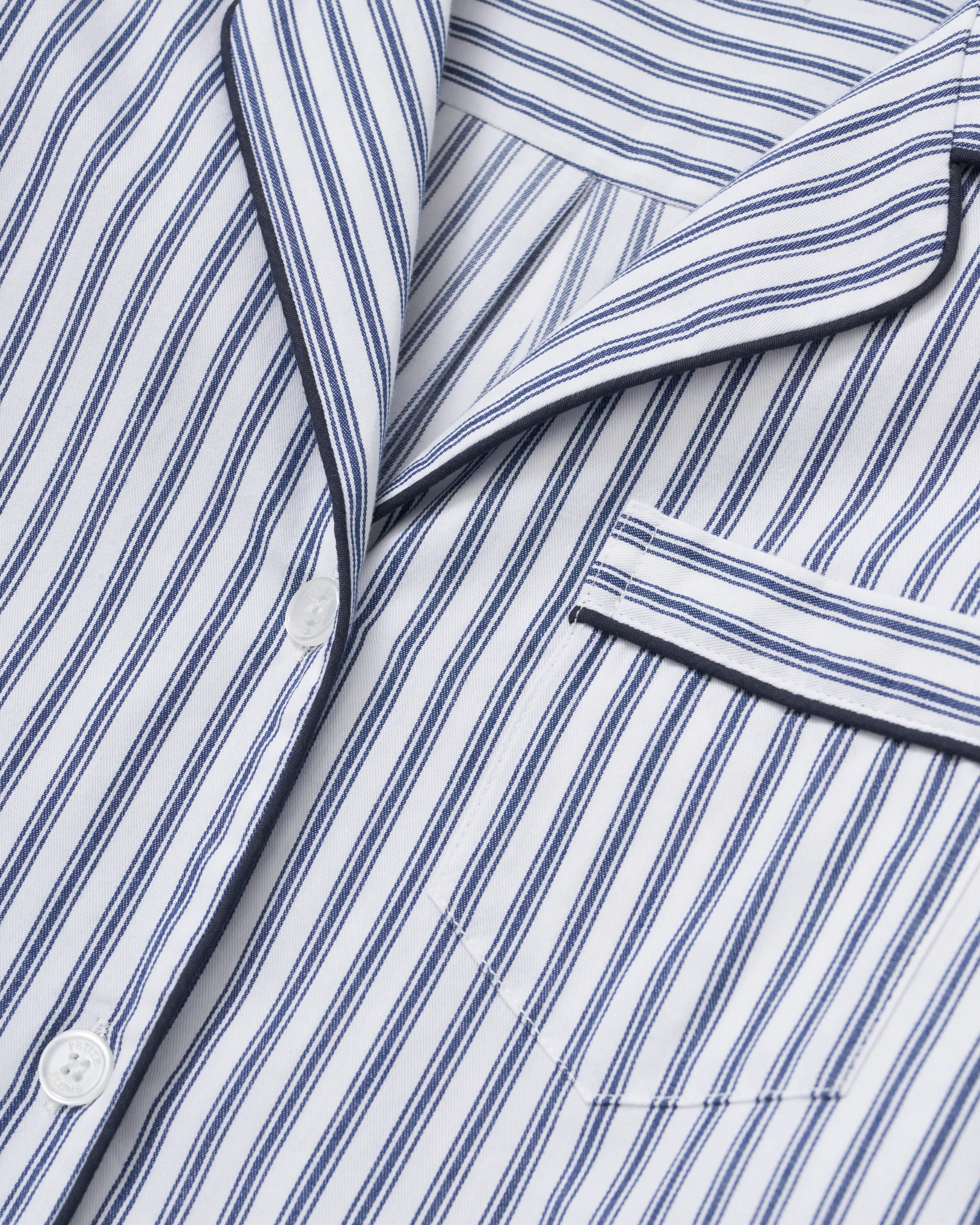 Women's Twill Pajama Set in Navy French Ticking - Image 6