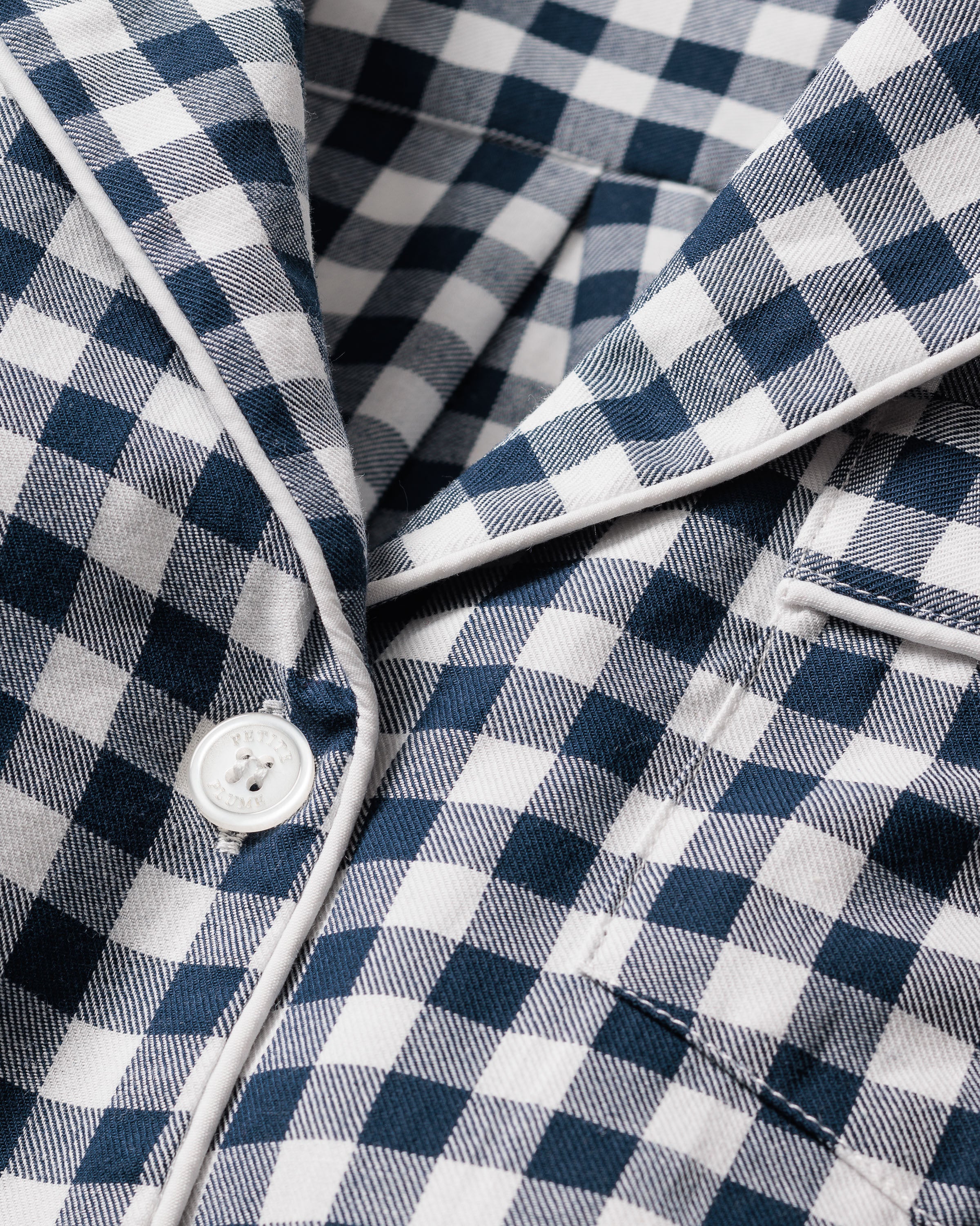 Kid's Twill Pajama Set in Navy Gingham - Image 7
