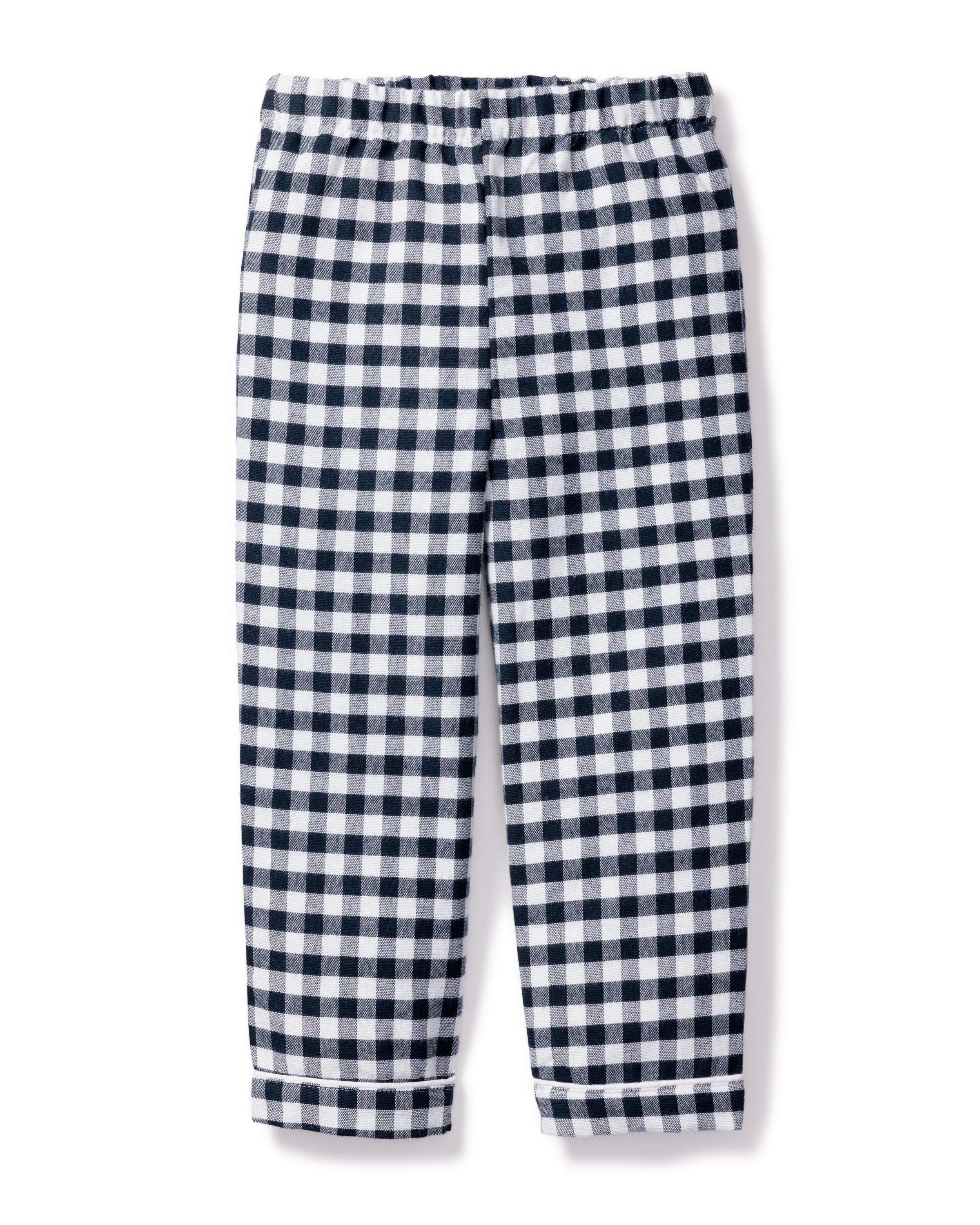 Kid's Twill Pajama Pants in Navy Gingham - Image 3