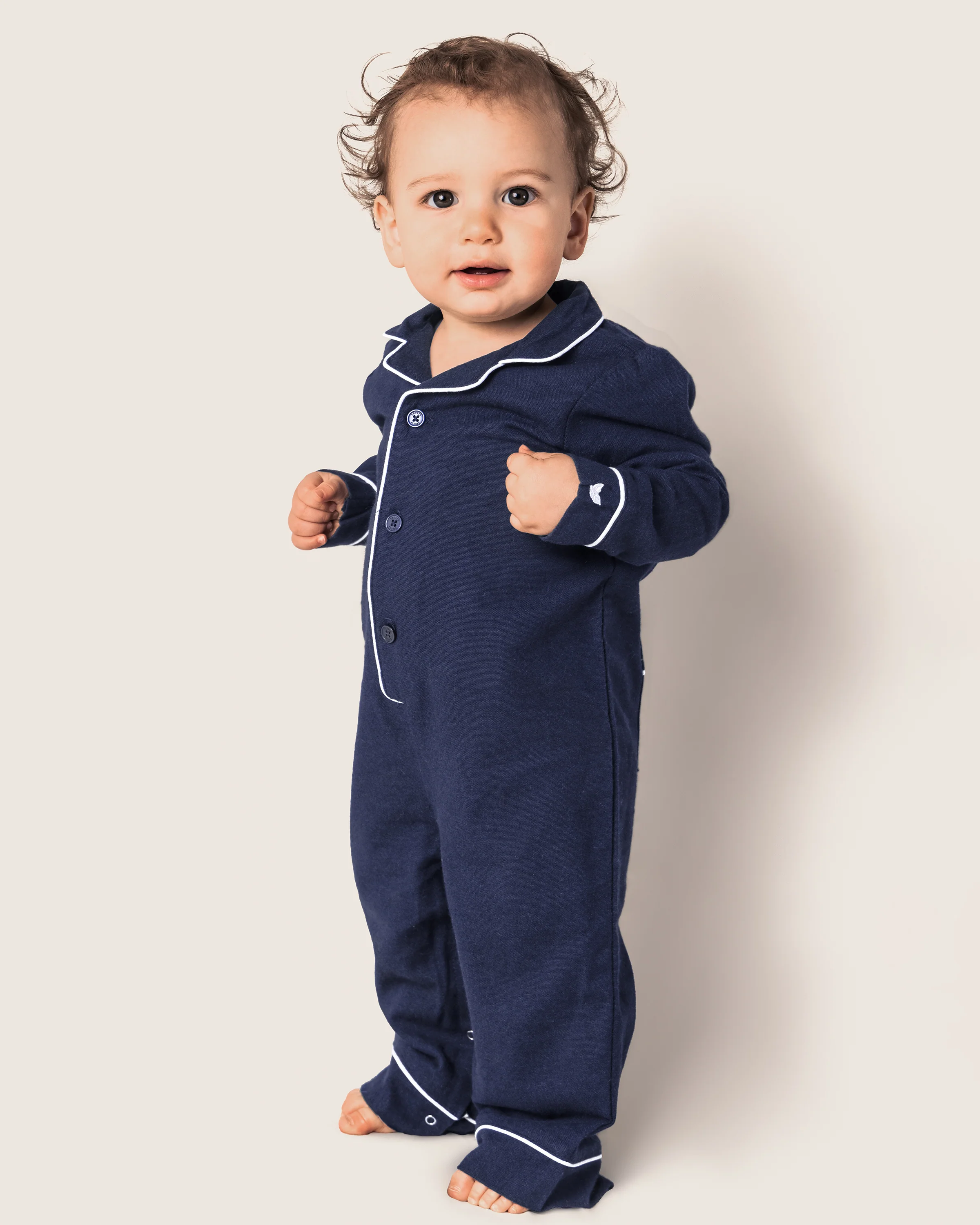 Baby's Flannel Classic Romper in Navy - Image 3
