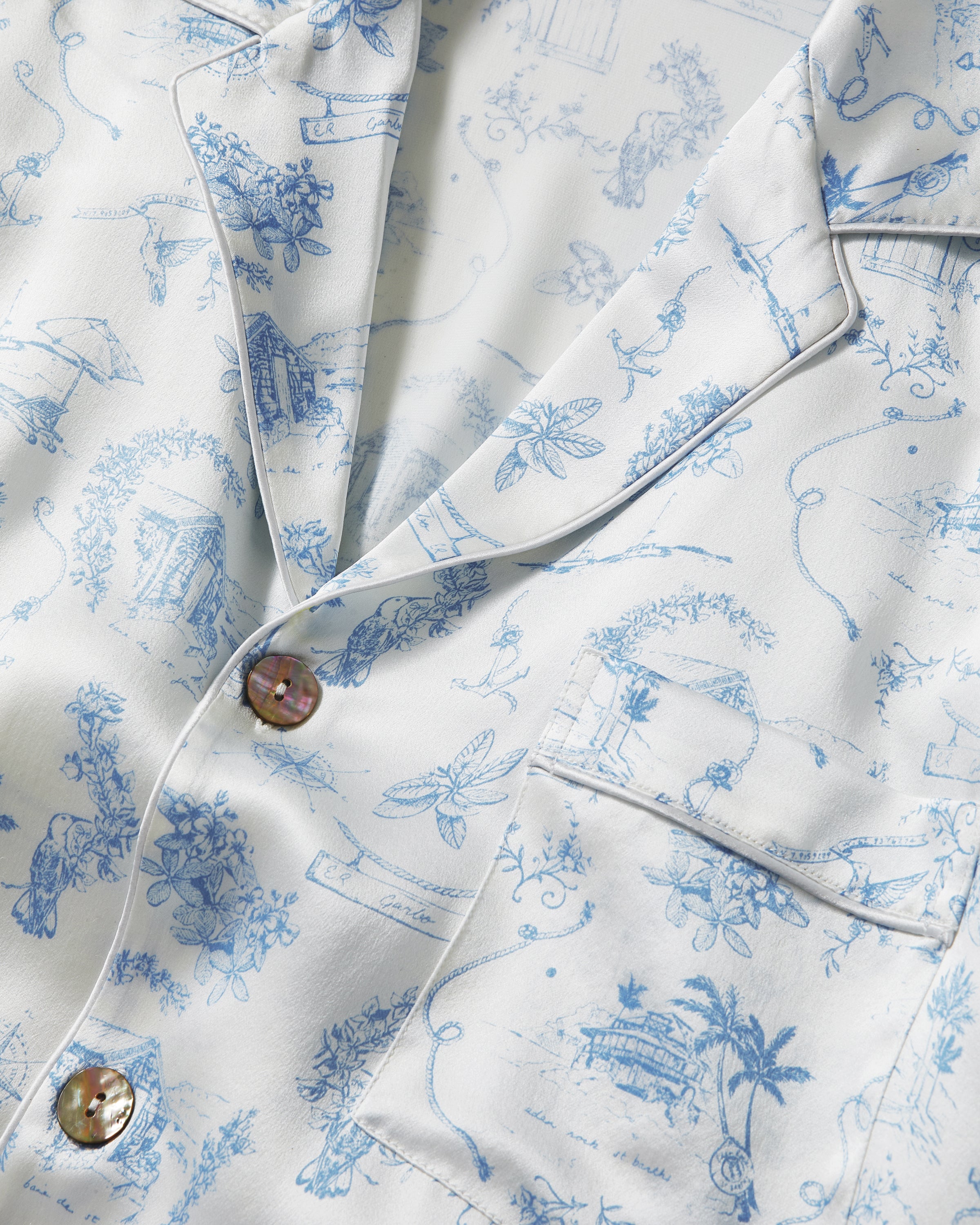 Petite Plume x Eden Rock Men's Silk Pajama Set in Blue Reverie - Image 7