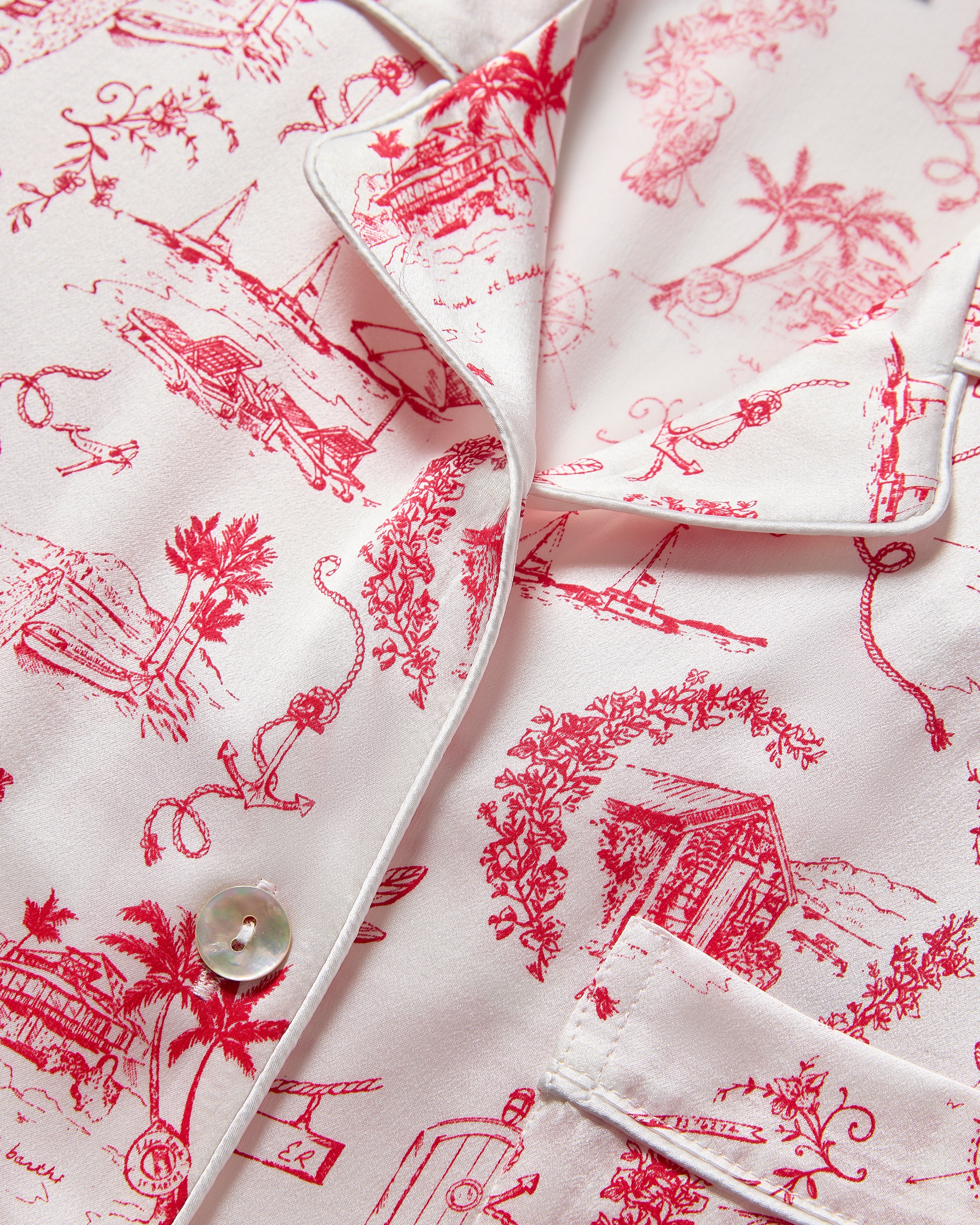 Petite Plume x Eden Rock Women's Silk Pajama Set in Red Reverie - Image 6