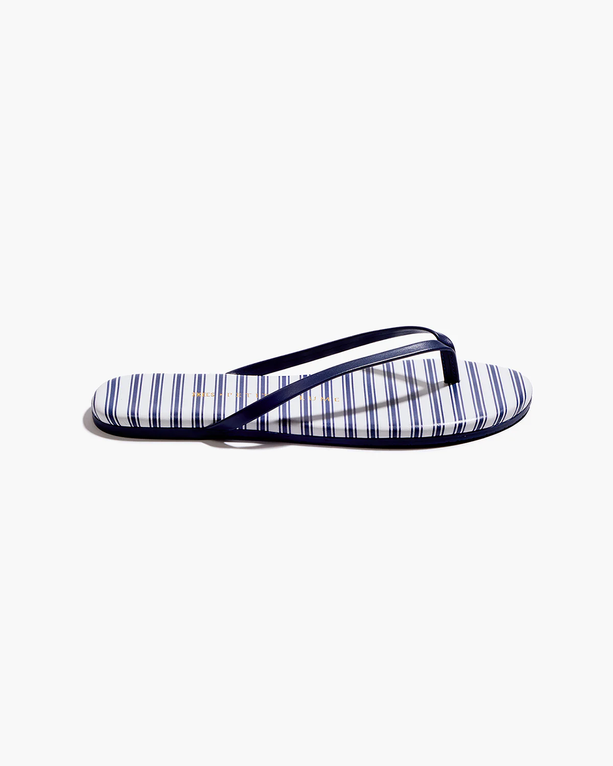 Petite Plume x TKEES Lily Sandal in Navy French Ticking - Image 4