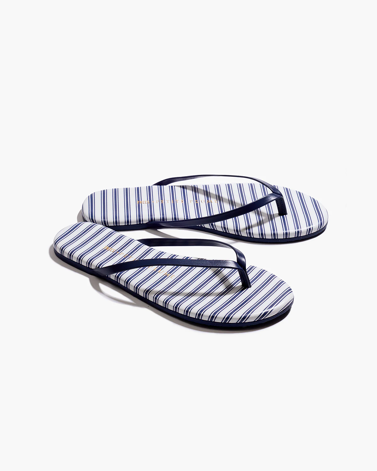 Petite Plume x TKEES Lily Sandal in Navy French Ticking - Image 5