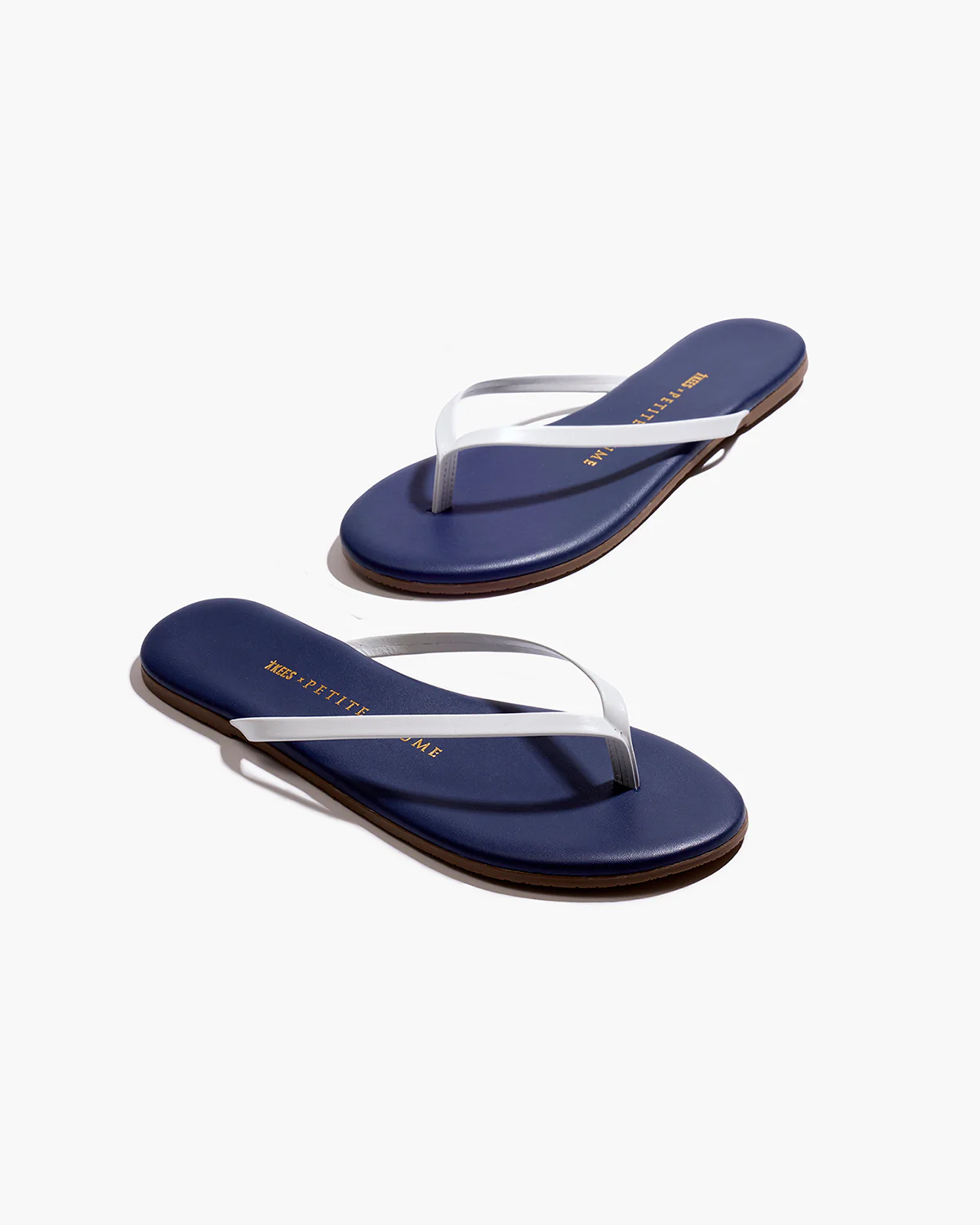 Petite Plume x TKEES Lily Sandal in Navy with White Strap - Image 3