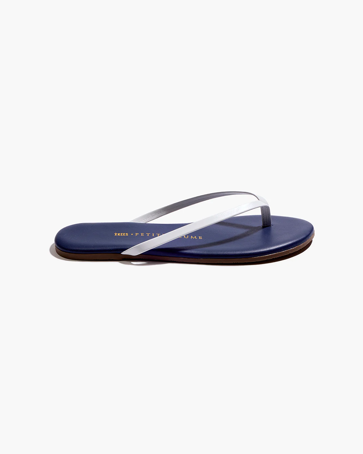 Petite Plume x TKEES Lily Sandal in Navy with White Strap - Image 4