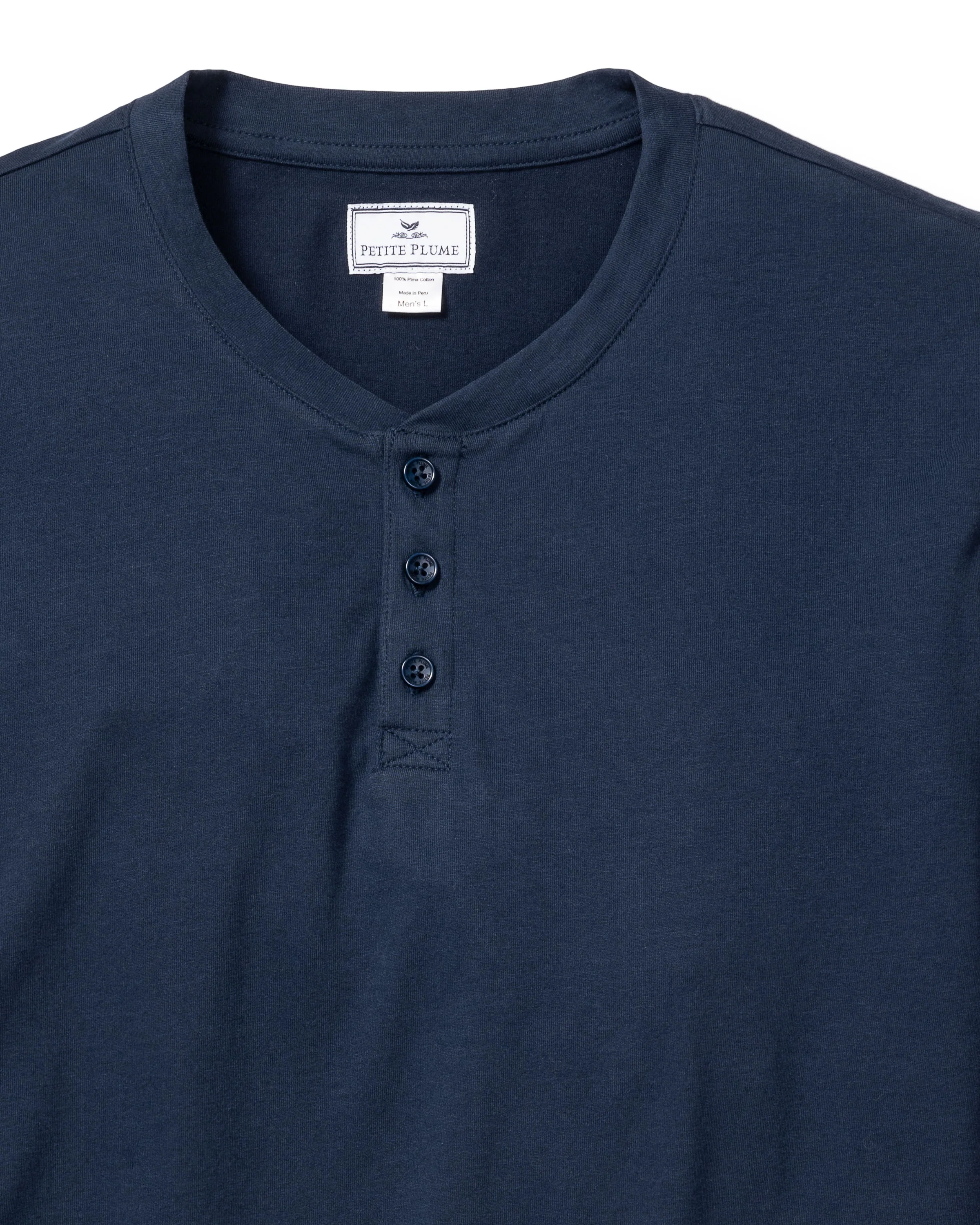 Men's Pima Henley in Navy - Image 4