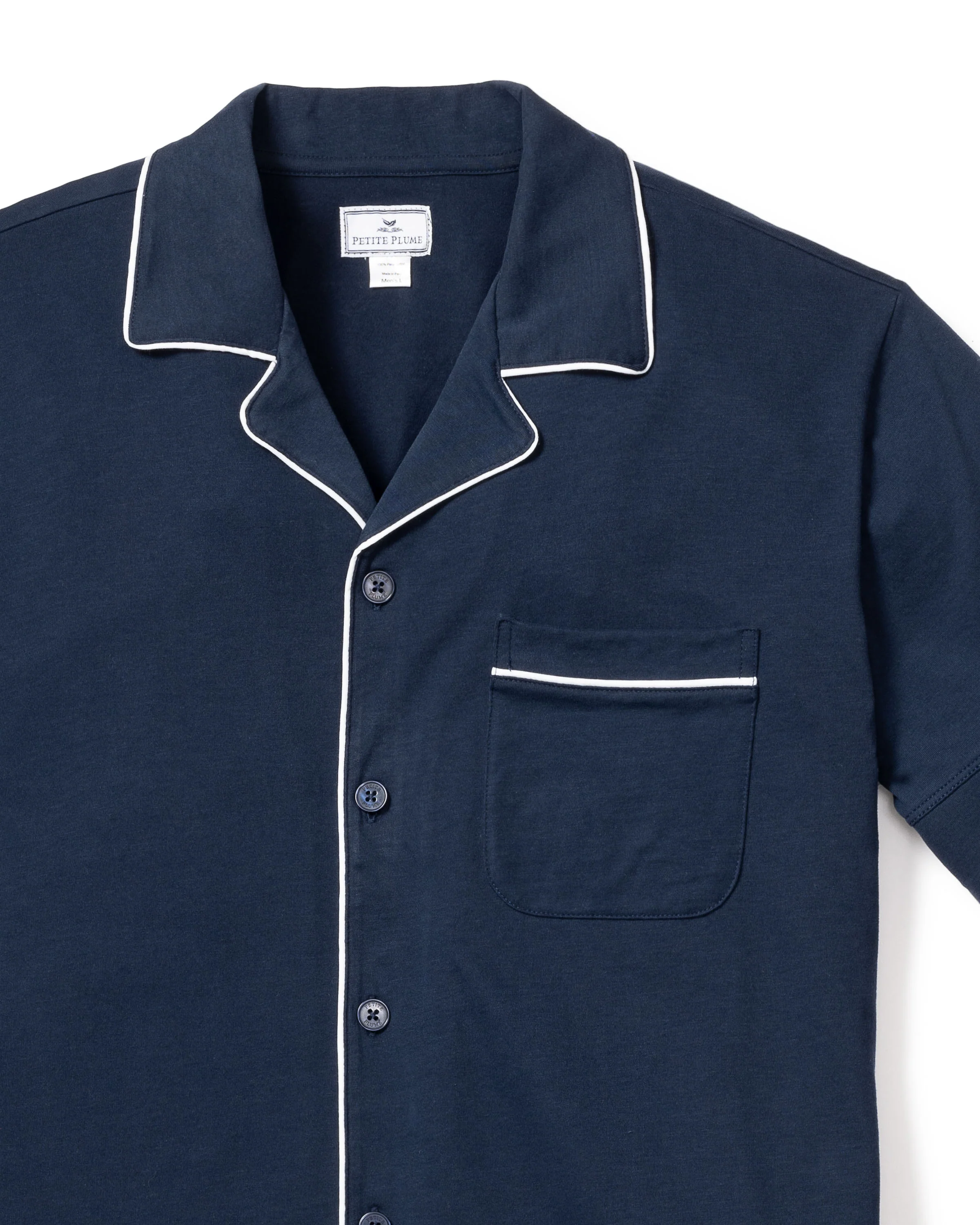 Men's Pima Pajama Short Set in Navy - Image 5