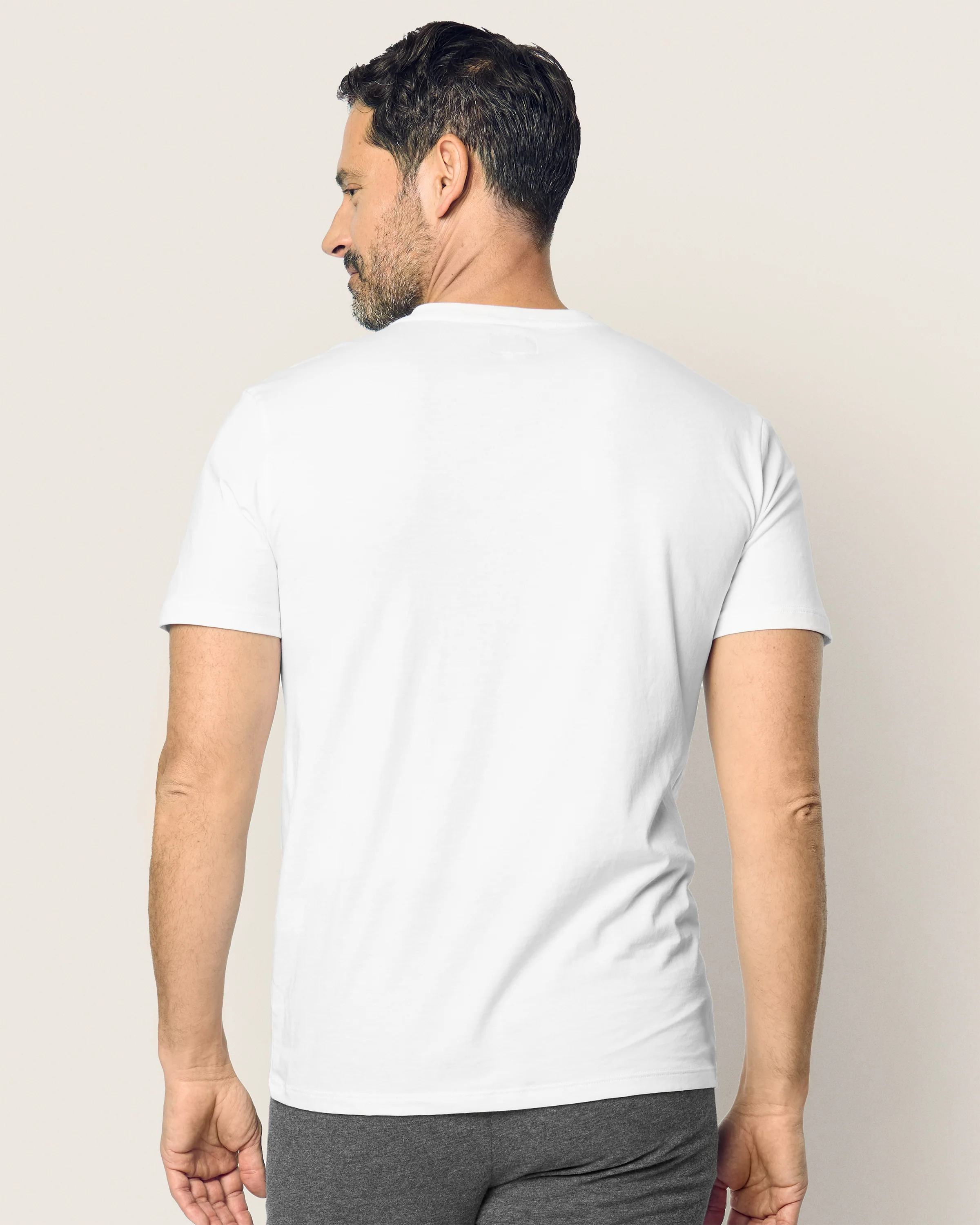 Men's Pima V-Neck Top in White - Image 4