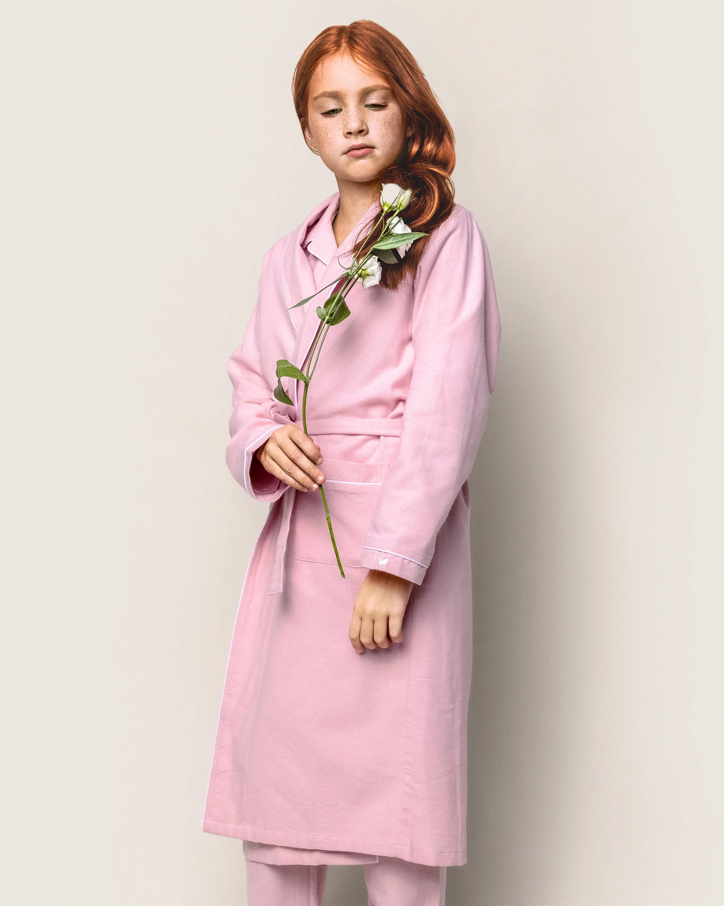 Kid's Flannel Robe in Pink - Image 3