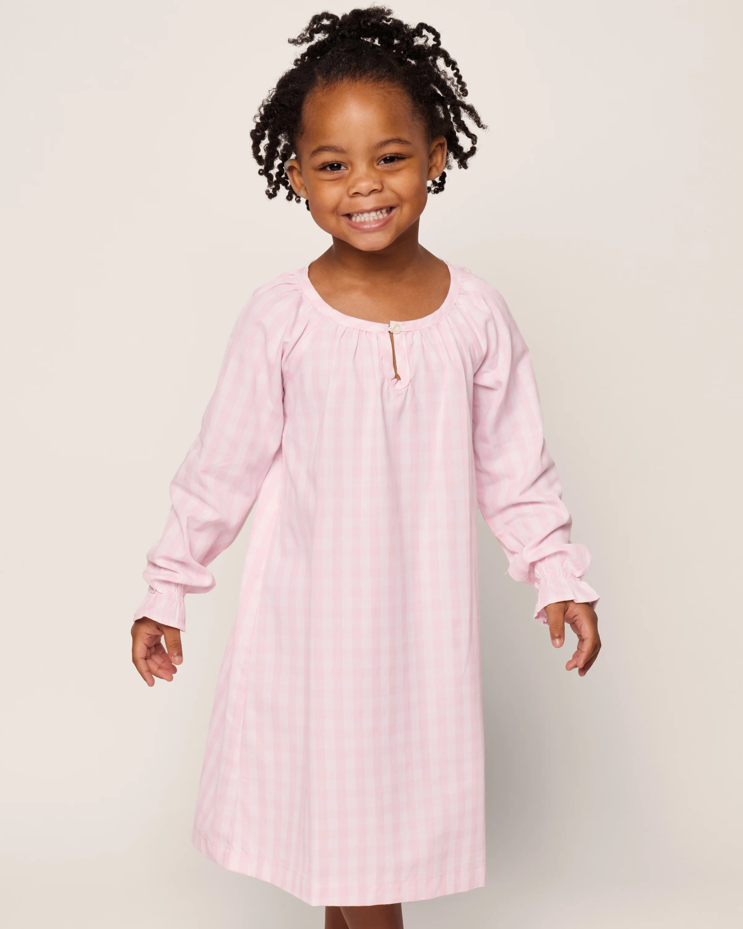 Girl's Twill Delphine Nightgown in Pink Gingham - Image 3