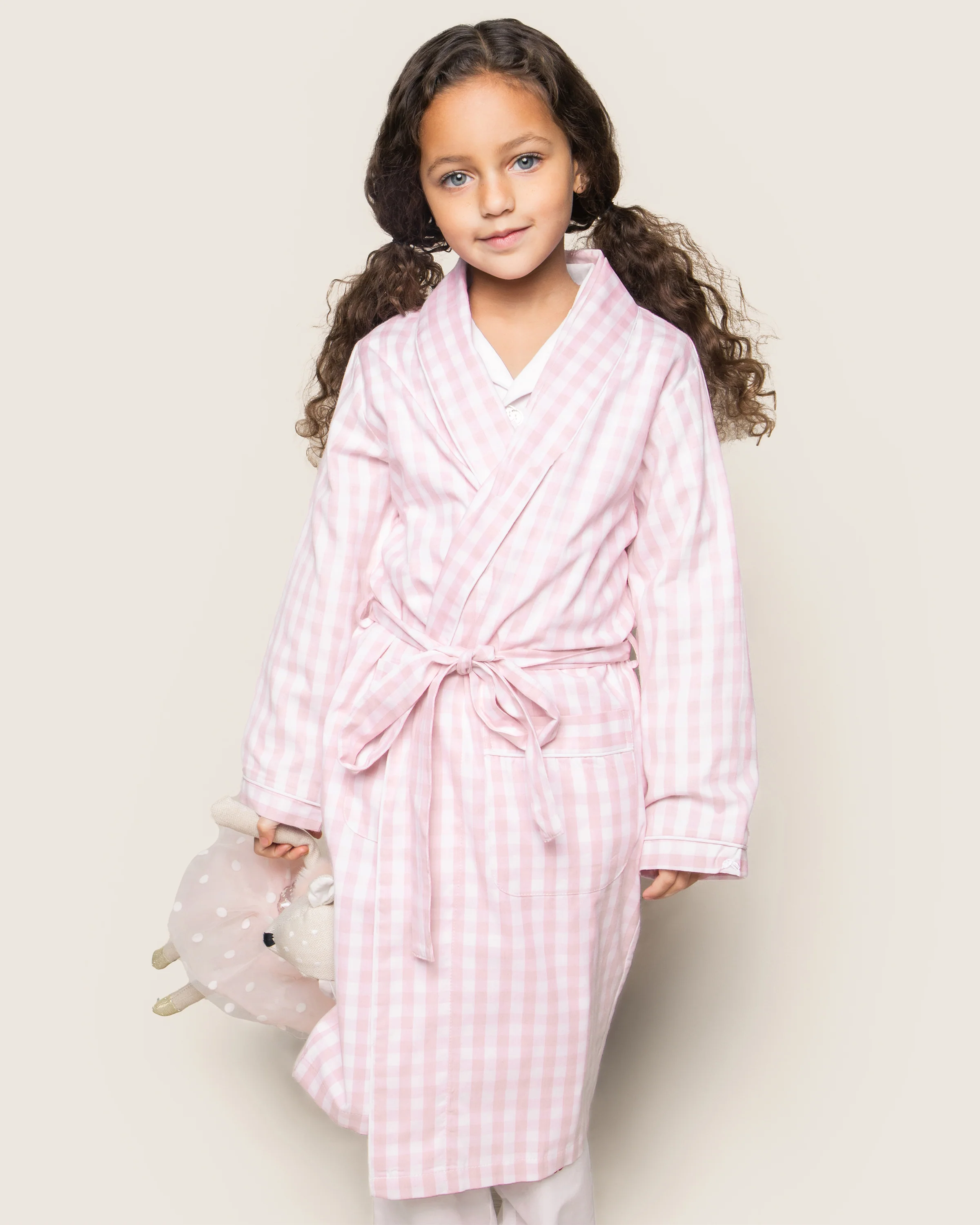 Kid's Twill Robe in Pink Gingham - Image 2