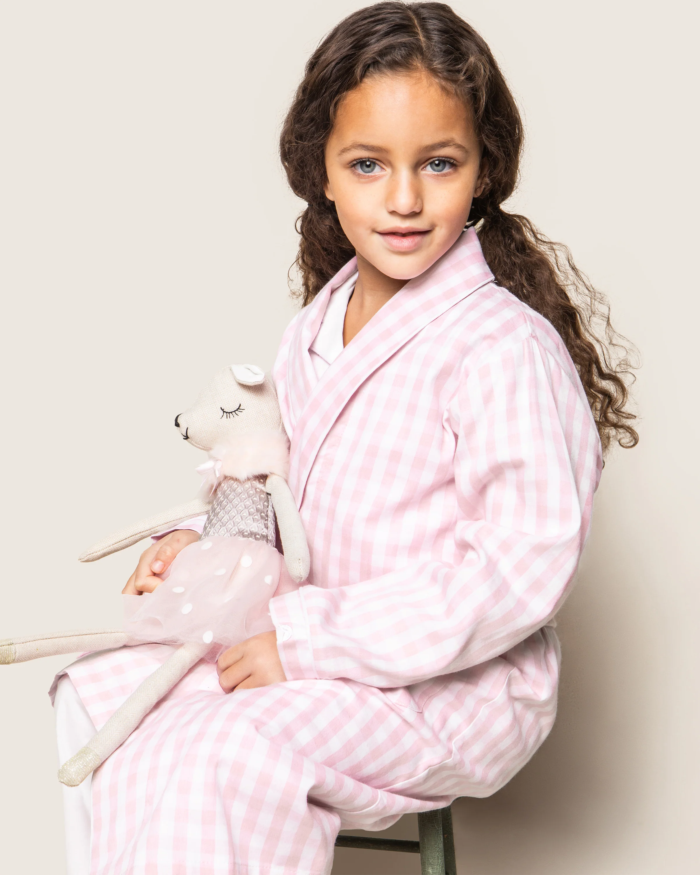Kid's Twill Robe in Pink Gingham - Image 3