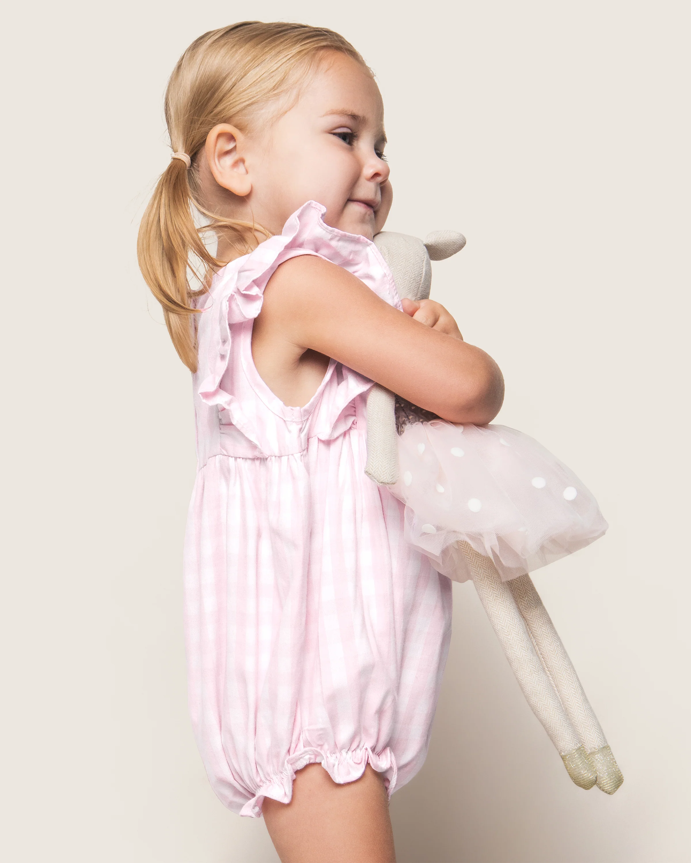 Baby's Twill Ruffled Romper in Pink Gingham - Image 4