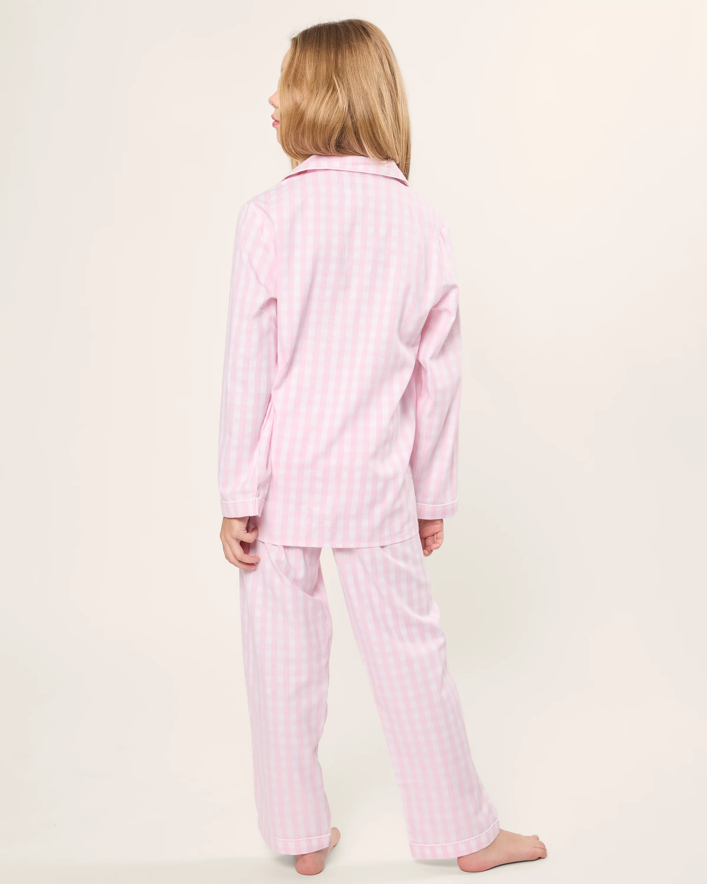 Kid's Twill Pajama Set in Pink Gingham - Image 4