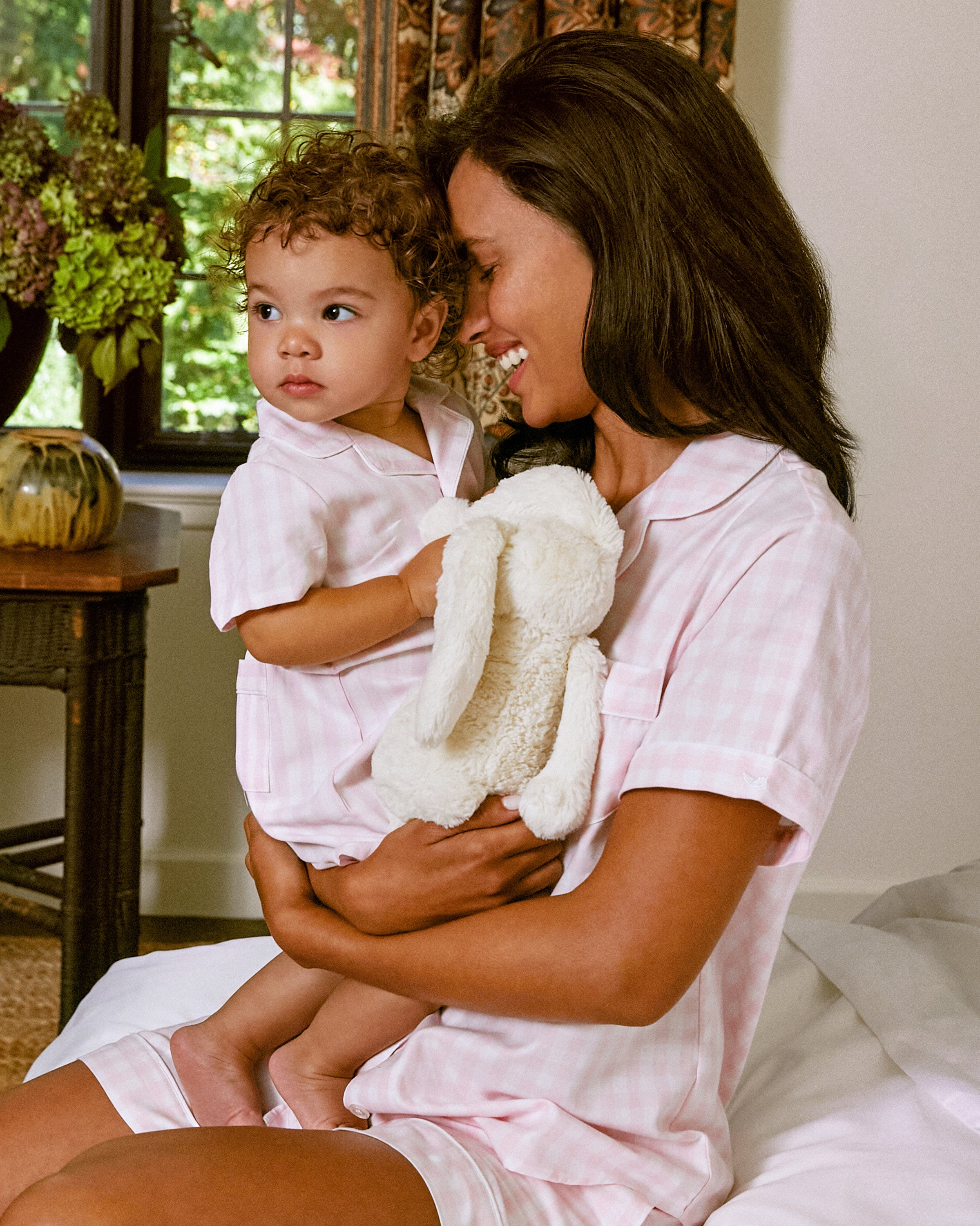 Women's Twill Pajama Short Set in Pink Gingham - Image 5